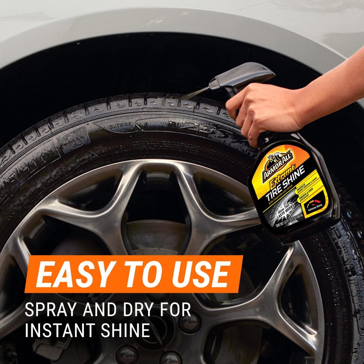 Armor All Extreme Tire Shine Spray , Tire Cleaner and Shine, 22 Fl Oz Each, 6 Pack