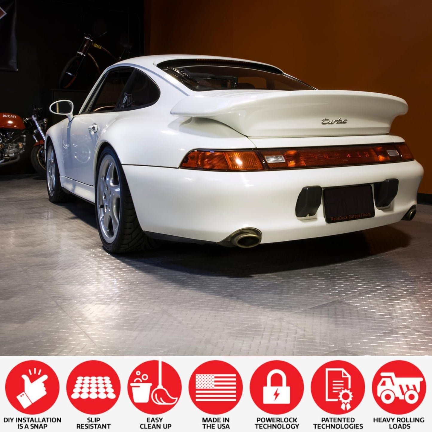 Big Floors RaceDeck Diamond Plate Design, Durable Interlocking Modular Garage Flooring Tile (Purple, 48 Pack of 12 x 12" Tiles)