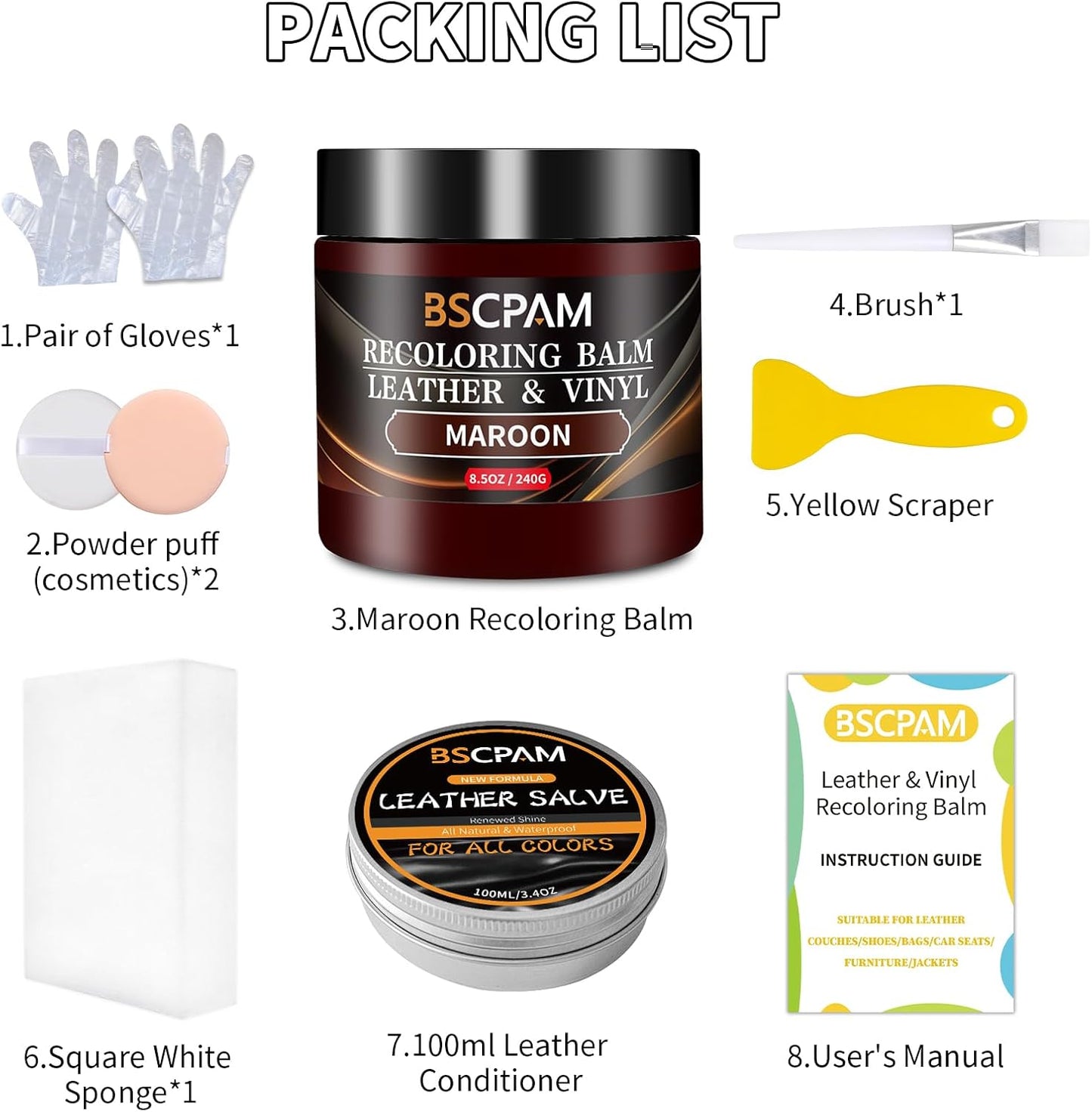 Maroon Leather Recoloring Balm with 100ml Mink Oil,Leather Couch Scratch Remover,Leather Repair kit for Vinyl Furniture and Car Interior,Leather Dye Paint,Mink Oil for Leather