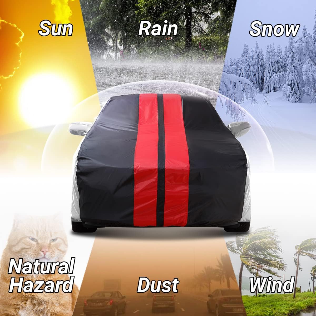 iCarCover Custom Car Cover Compatible with Mustang 2005-2025, Waterproof All Weather Rain Snow UV Sun Protector Full Exterior Indoor Outdoor Car Covers, Tribe (Gray/Black)