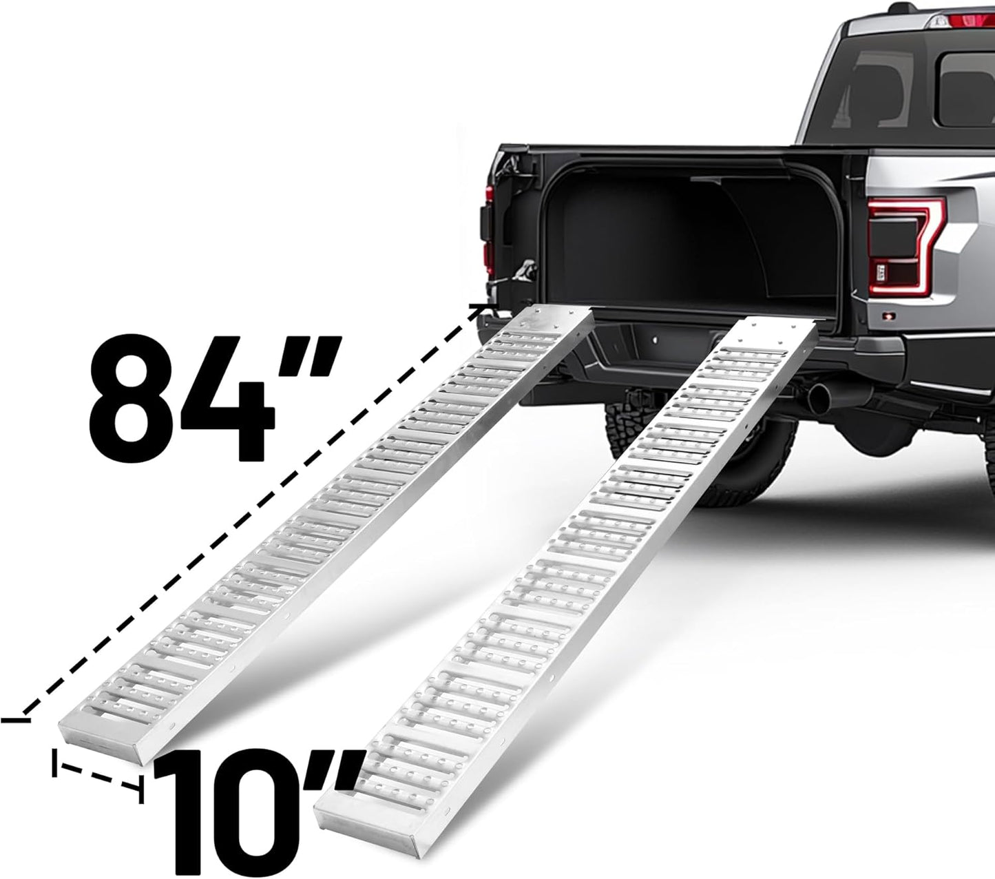 Rockland 84" x10" Steel Truck Ramps, 1000 LBS Capacity, Portable Trailer Ramps for Motorcycles, Ebikes, Dirtbikes and ATVs, Heavy Duty Loading Ramps Ideal for Trailer Pickup Truck, 2 Pcs