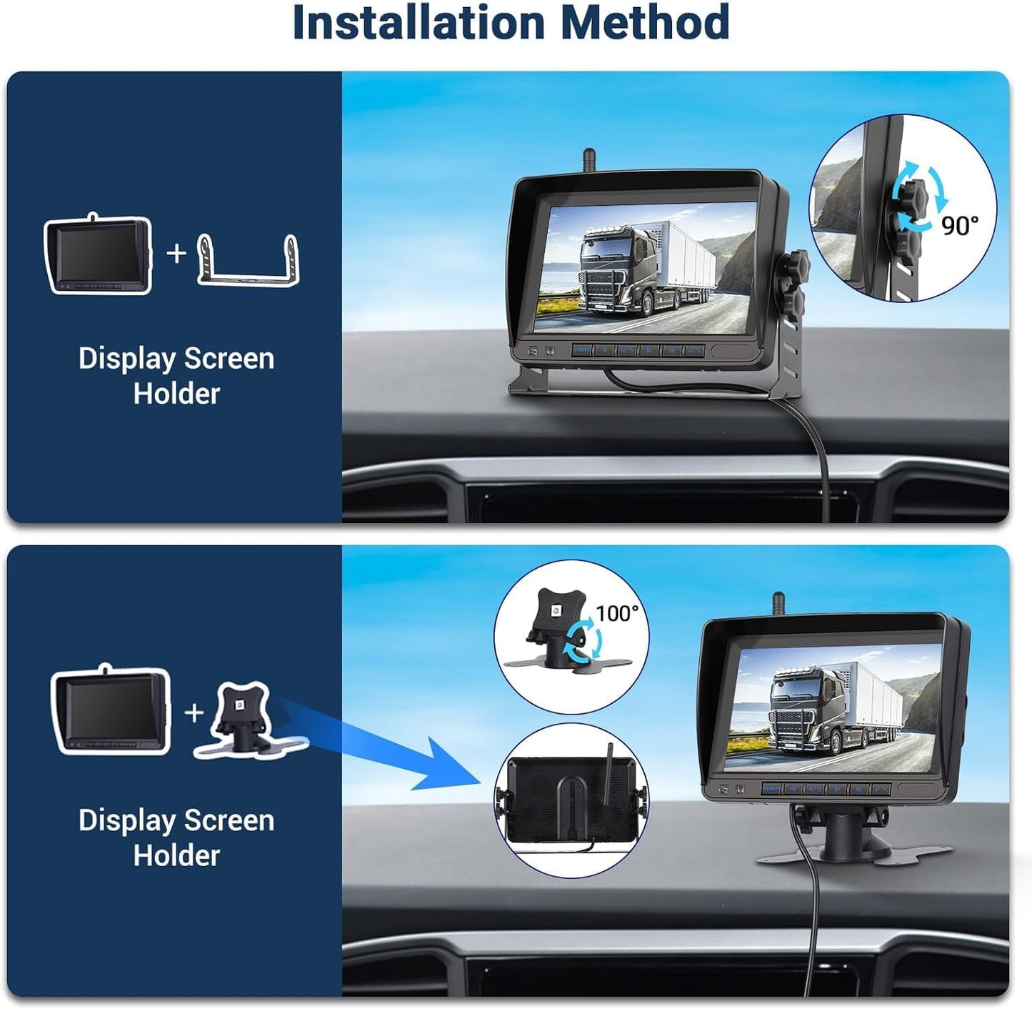 Hikity Wireless Backup Camera Trucks -7 Inch HD 1080P Rear View Camera Monitor Kit, IP68 Waterproof, 320ft Stable Signal, Wide Angle, Night Version, Plug and Play Monitor System for Car, RVs, SUVs