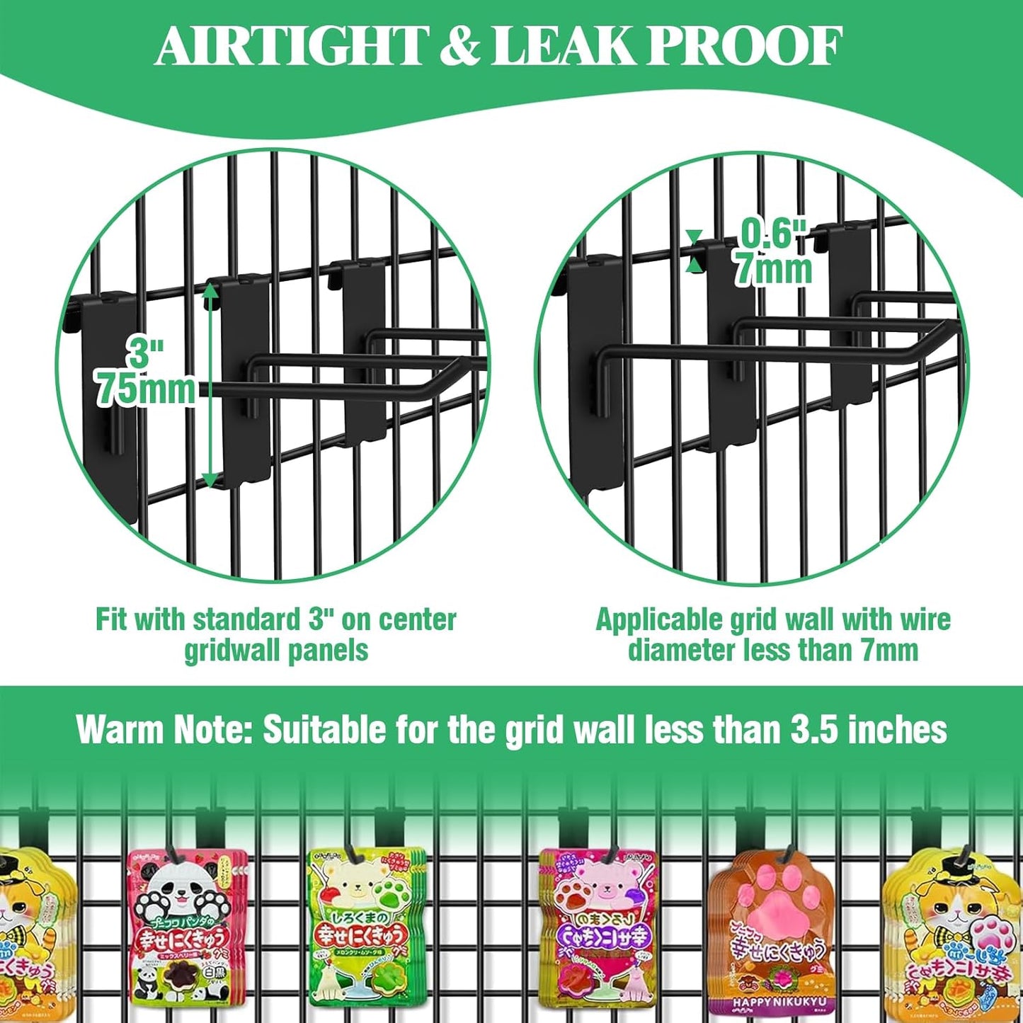 40Pcs 4" Gridwall Display Hooks Assortment Set, Black Metal Grid Wall Panel Hanging Display Hook for Garage Shop Retail Storage, Wire Diameter 5mm/ 0.2”