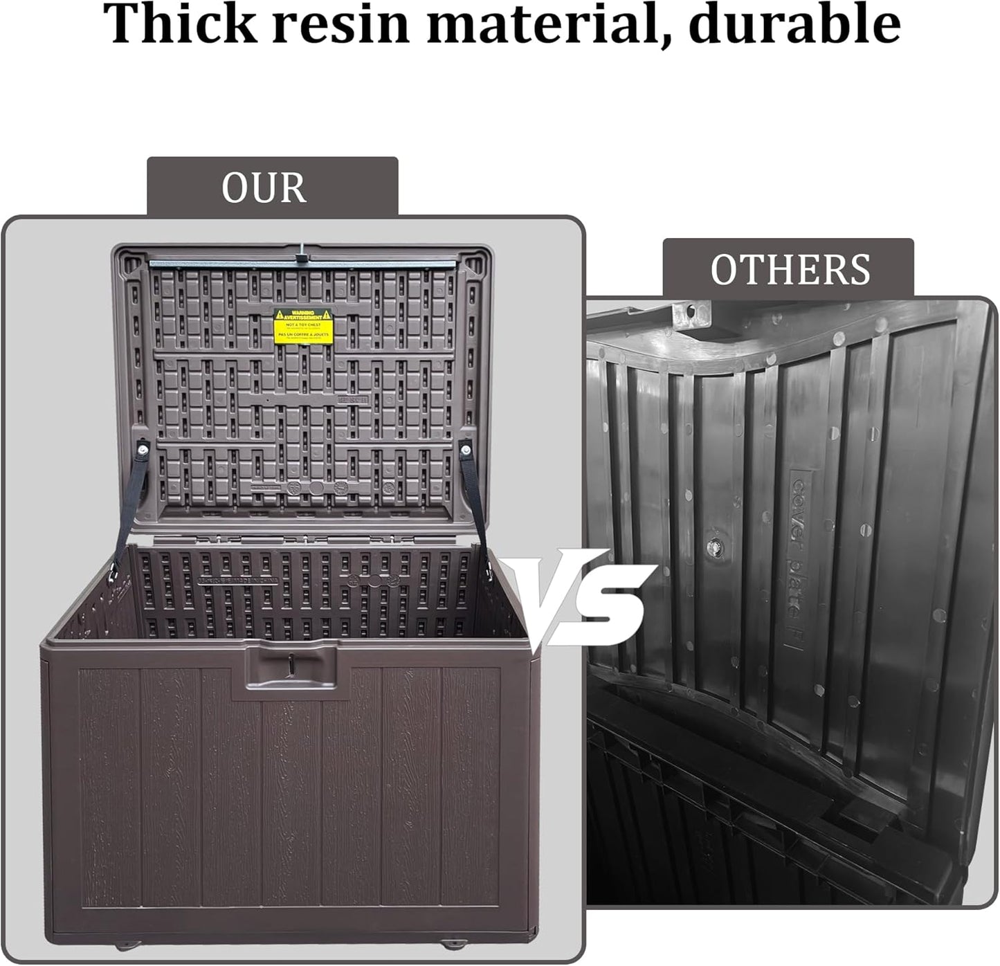 33 Gallon Pro Waterproof Outdoor Storage Bin Resin Deck Box for Patio, Poolside, and Garden, Lockable & UV-Resistant, Ideal for Small Spaces, Brown