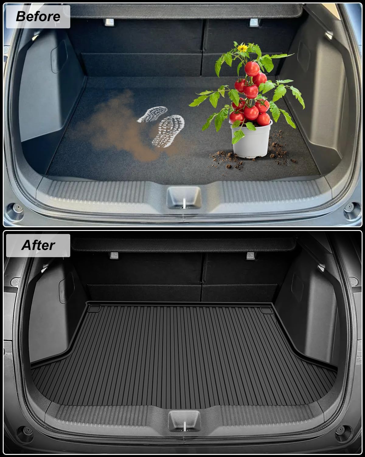 Original Floor Mats & Cargo Liner Fit for Honda HRV HR-V 2016-2022 (AWD Models ONLY) - All Weather Protection HR-V Car Mats Set - 1st & 2nd Row Full Set TPE Car Floor Liners with Trunk Mat Black