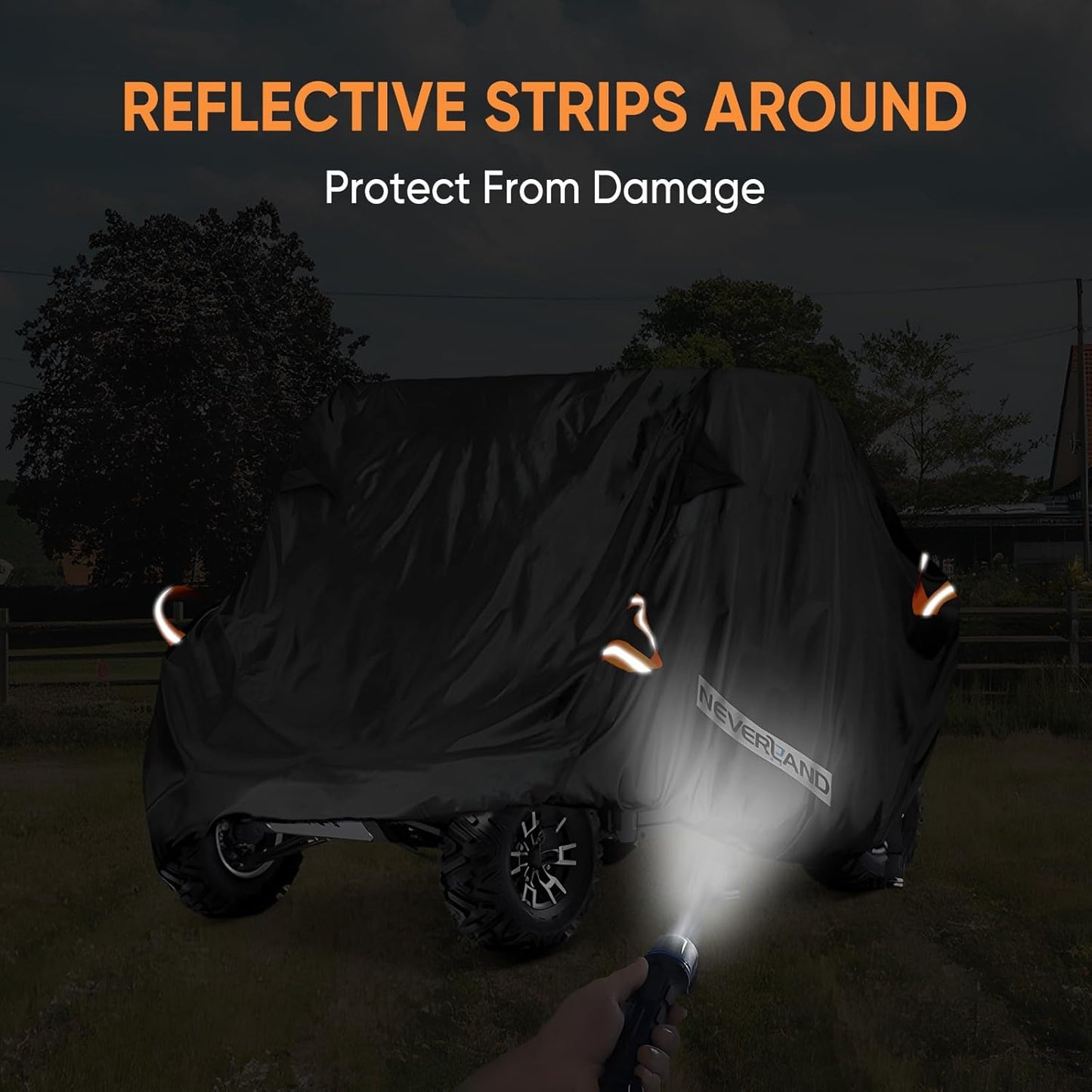 NEVERLAND UTV Cover Heavy Duty Ranger Cover Waterproof 4-6 Seater Side by Side Covers 4 Door All Weather Storage with Reflective Strip Compatible with Polaris RZR General Can-Am Yamaha SxS