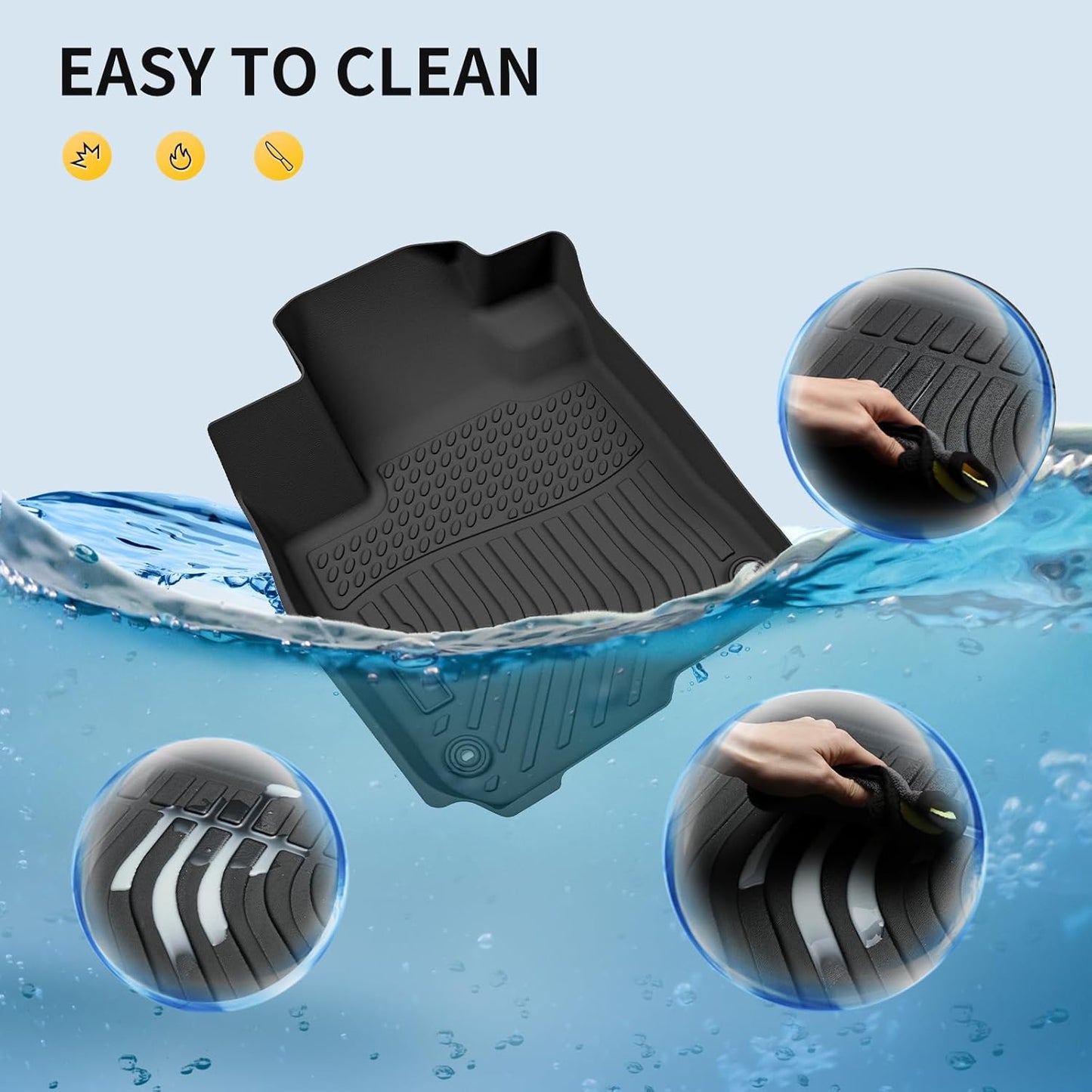 GINOWY-Floor Mats & Cargo Liner for Volkswagen VW Jetta 2019-2024 2025 | TPE All Weather Mats for VW Jetta Accessories Cargo Trunk Mat Trunk Liner