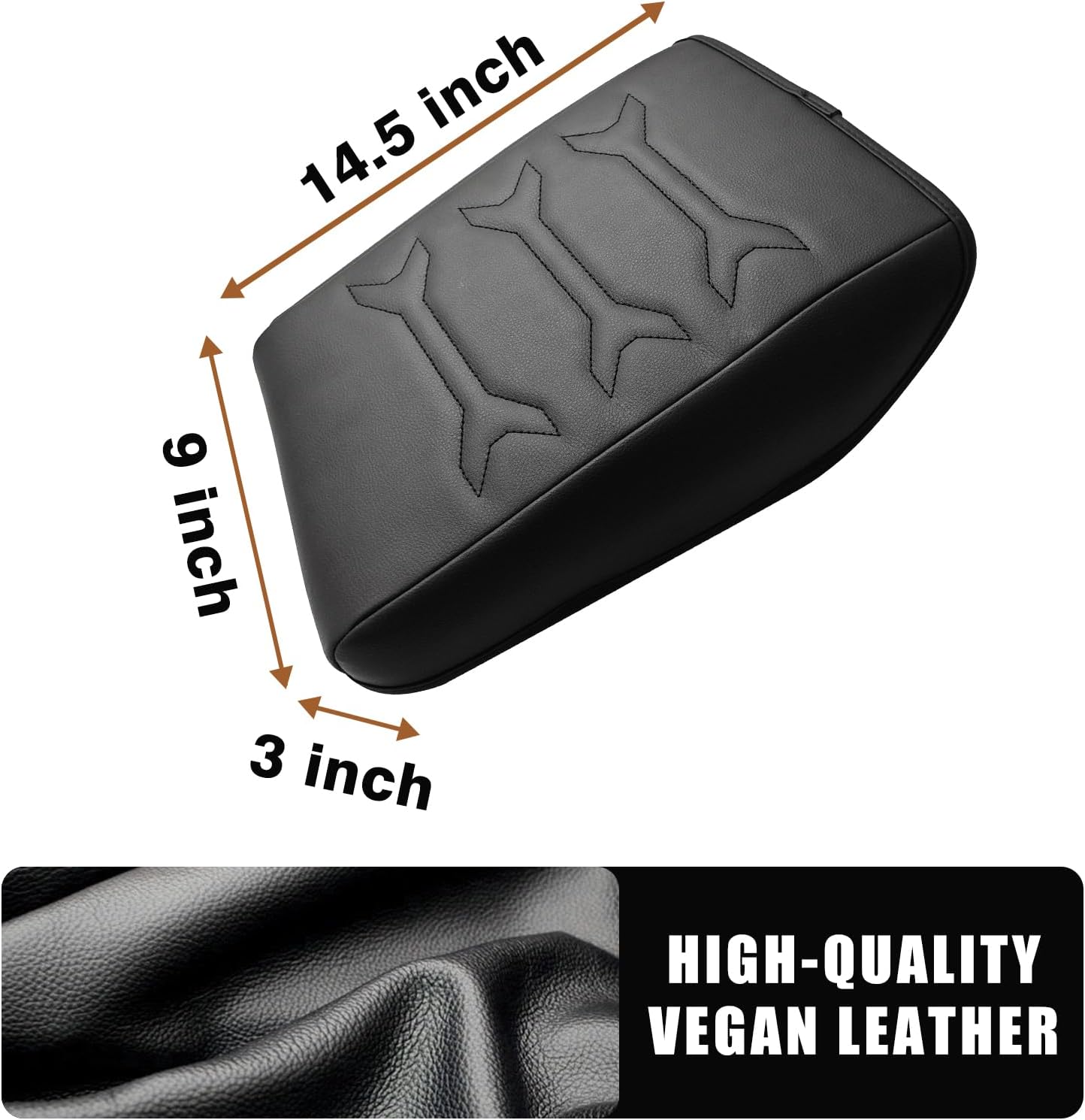 Muslogy for 2024 2025 Atlas & Cross Sport Center Console Pad Armrest Cover Protector Vegan Leather Extra Soft Armrest Box Lid Pad Compatible with Volkswagen Atlas/Cross Sport Accessories (V2_Black)