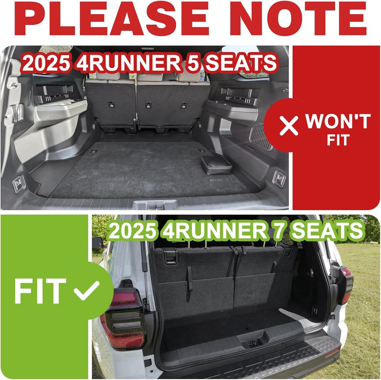 TripleAliners Floor Mats & Trunk Mat & Rear Seatback Cover All Weather TPE Liners Fit for Toyota 2025 4Runner Accessories Custom Fit 6th Generation 4Runner TPE Heavy-Duty Liners(Only for 7 Seats)