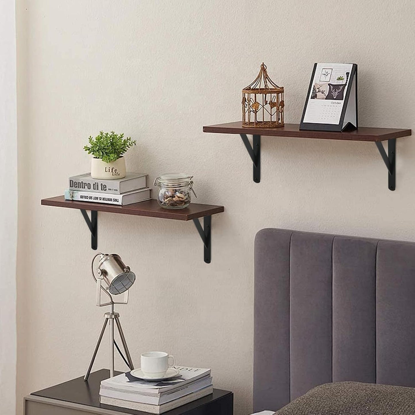 MHMYDZ 32 Pack L10 x H 8" Black Heavy Duty Shelf Brackets with Screws Metal Shelf Brackets Shelf Support Angle Brackets for Shelves L Brackets Heavy Duty Floating Shelf