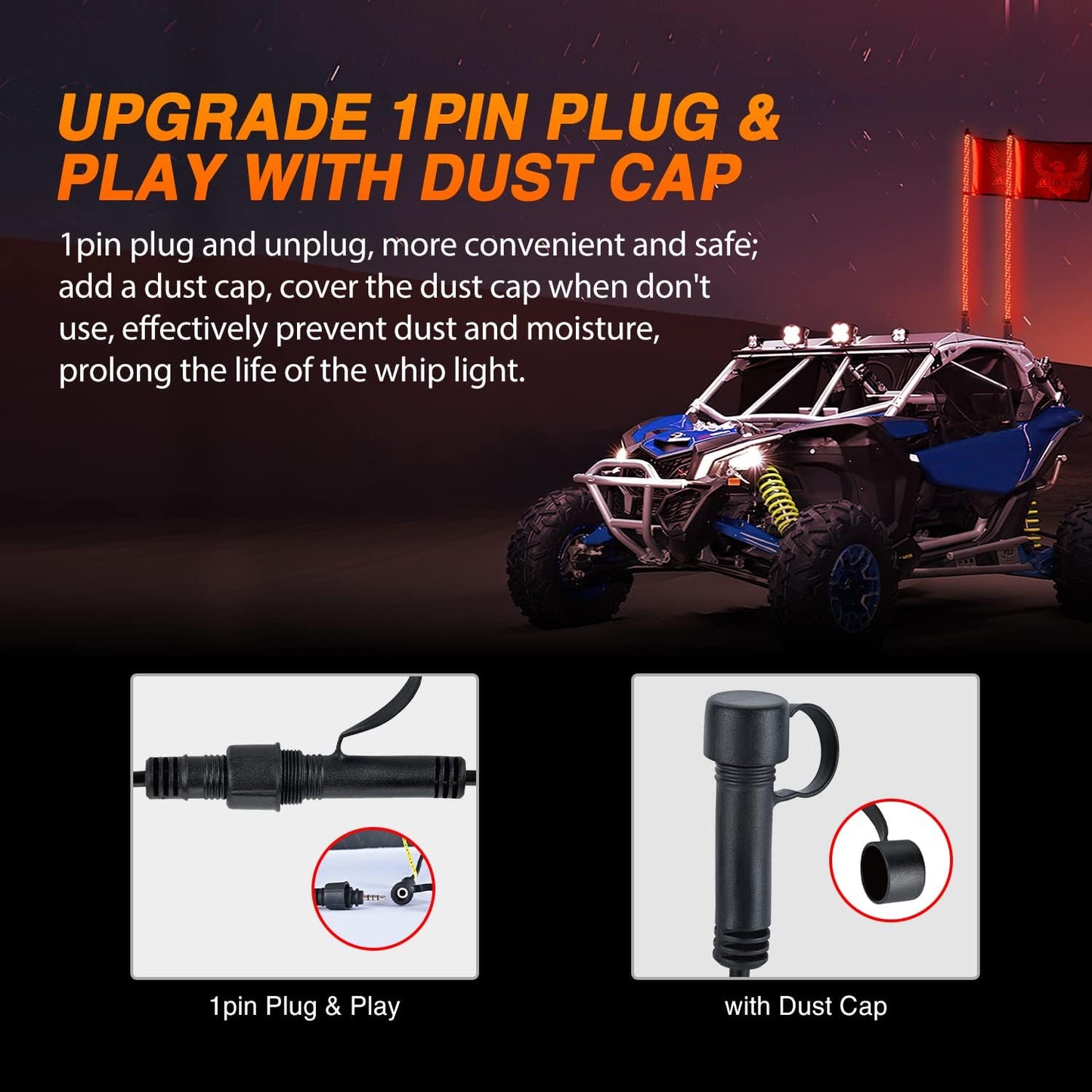 Nilight 2PCS 5FT RGB LED Whip Light with Spring Base Remote App Control w/DIY Chasing Patterns Turn Signal & Brake Lights for ATV UTV Polaris RZR Can-am Dune Buggy Jeep
