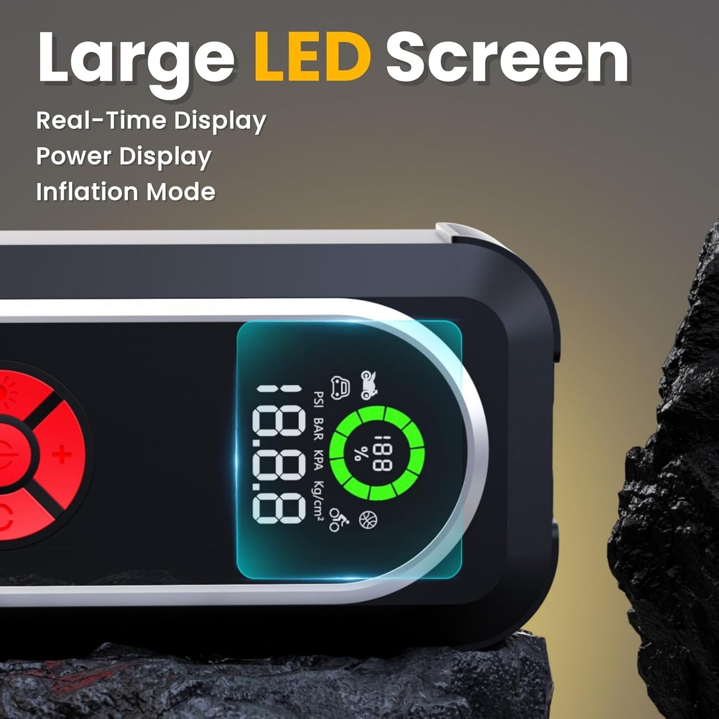 Jump Starter with Air Compressor, 5000A Car Battery Jump Starter Portable 150 PSI Tire Inflator Portable Air Compressor for Up to 10.0L Gas & 10.0L Diesel Engines, LED Light, Jumper Cables