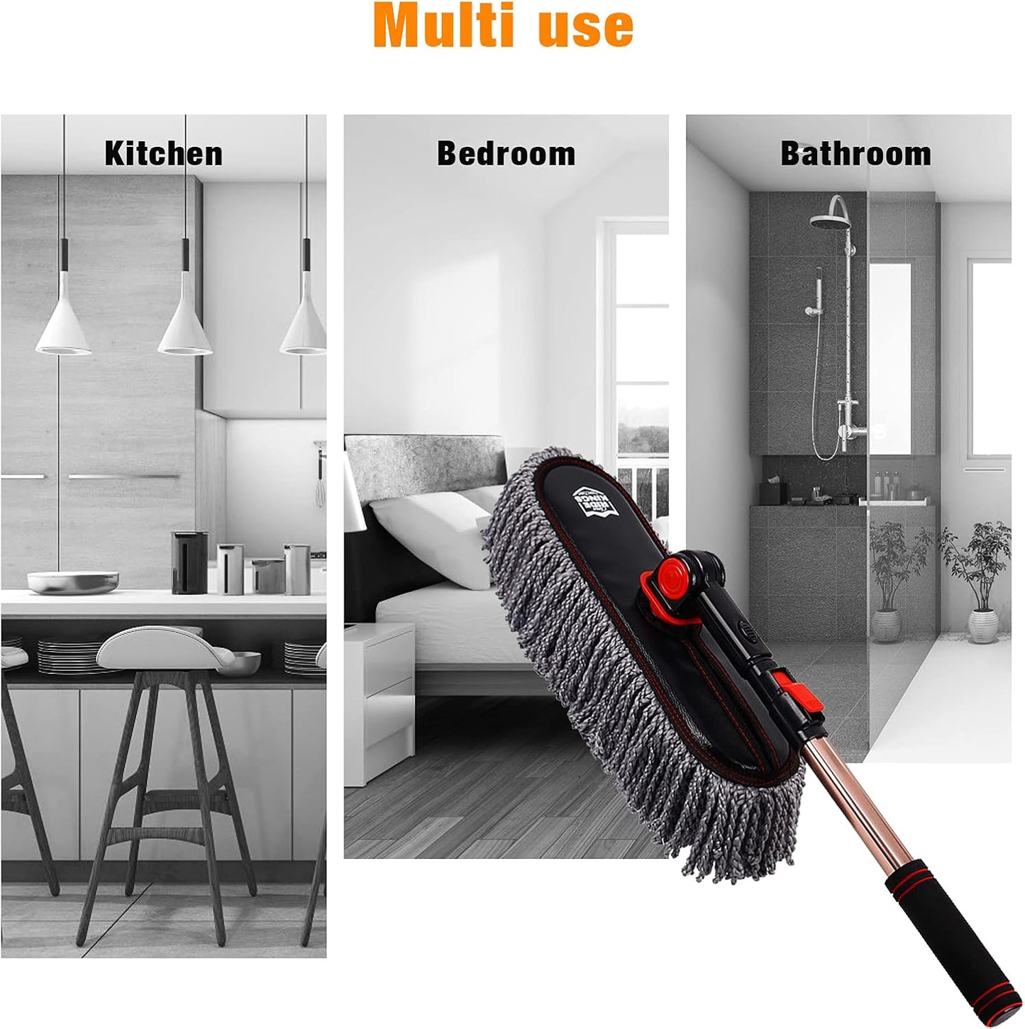 Car Duster Set, Car Duster Exterior Extendable Handle, Scratch Remover Large and Small Car Brushes Remove Dust Exterior Interior of Cars and Trucks,Microfiber Car Interior Brush, 2-Packs