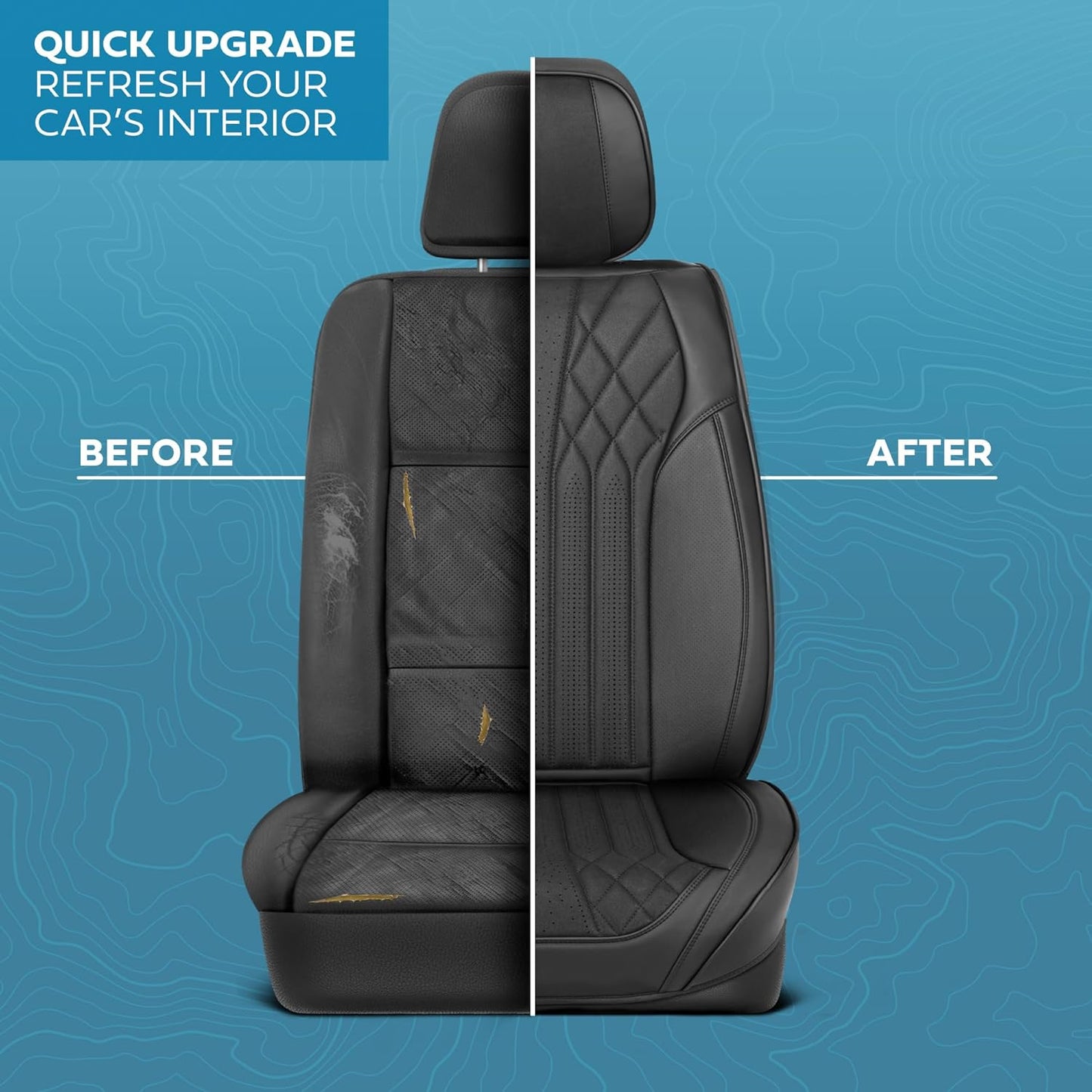 Elite Edition Faux Leather & Suede Seat Covers for Cars, Trucks, & SUV - 2 Black Car Seat Covers for Front Seats - Universal Fit Car Accessories Automotive Interior Cover Protector for Cars