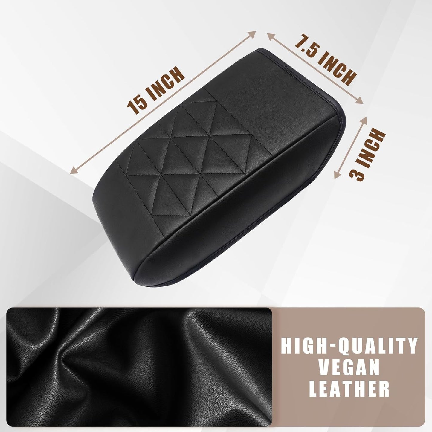 Muslogy for Accord 2025 2024 2023 Center Console Cover Armrest Pad Vegan Leather Extra Soft Armrest Lid Protector Compatible with Honda Accord LX EX Sport Hybrid EX-L Sport-L Touring (V2 Black)