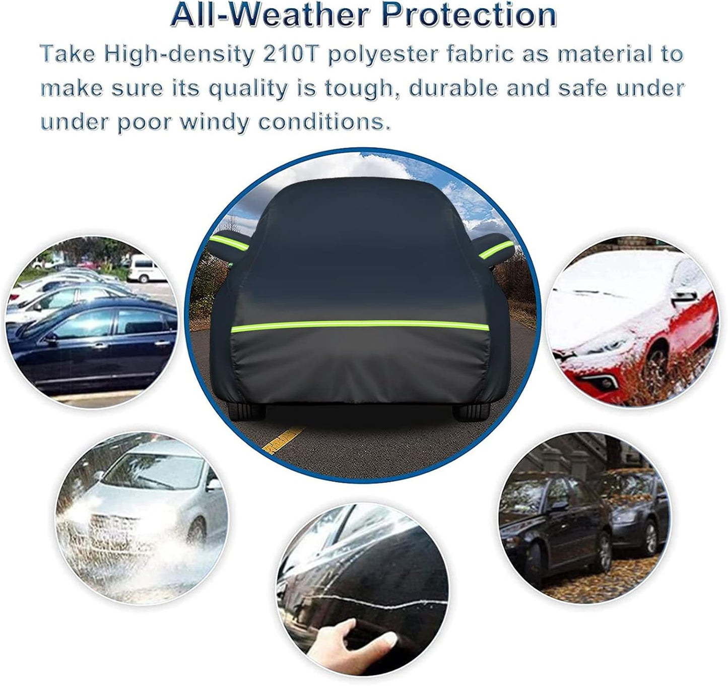 SUV for Nissan Rogue Full Car Cover Waterproof All Weather, Outdoor Car Covers with Zipper and Soft Cotton Lining Windproof Heavy Duty Protection Compatible with 2008-2025 Nissan Rogue SUV