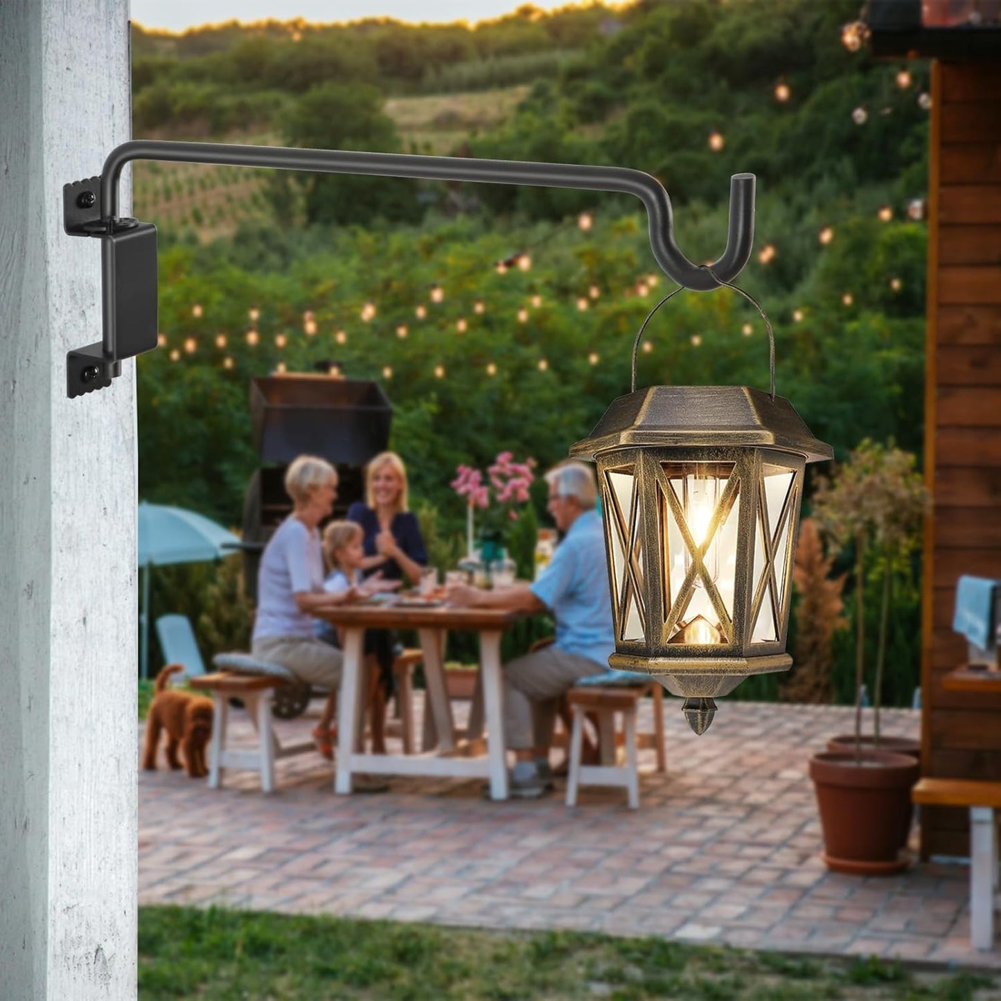 16" 360° Swivel Plant Hanger (2-Pack) - Heavy Duty Solid Steel Wall Hook, 12-Directional Adjustable for Bird Feeders, Outdoor/Indoor Plants, Garden & Patio, Rust-Resistant Black