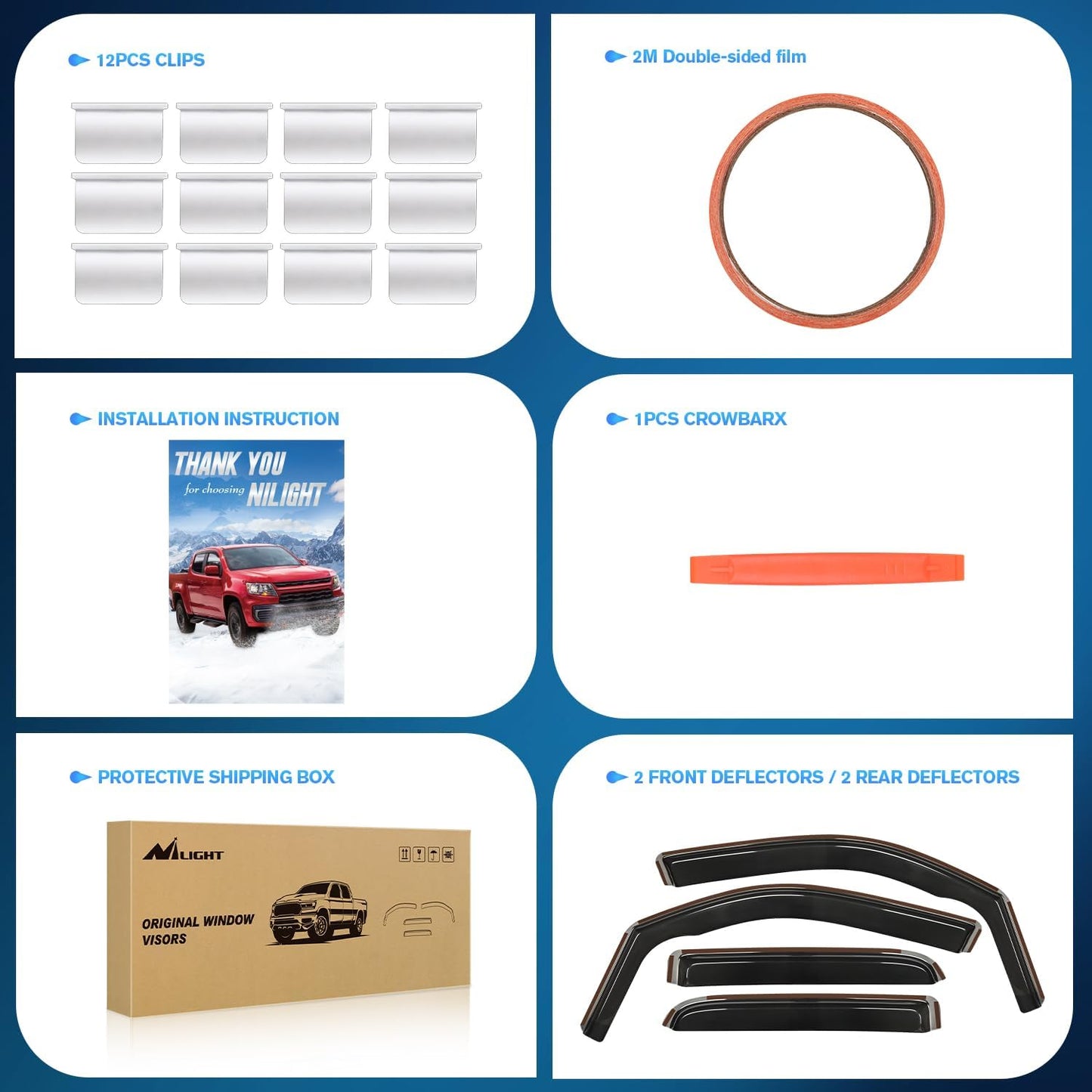 Nilight in Channel Rain Guards for Dodge RAM 1500 2019 2020 2021 2022 2023 2024 Quad Cab Original Window Deflectors, Vent Window Visors-4PCS