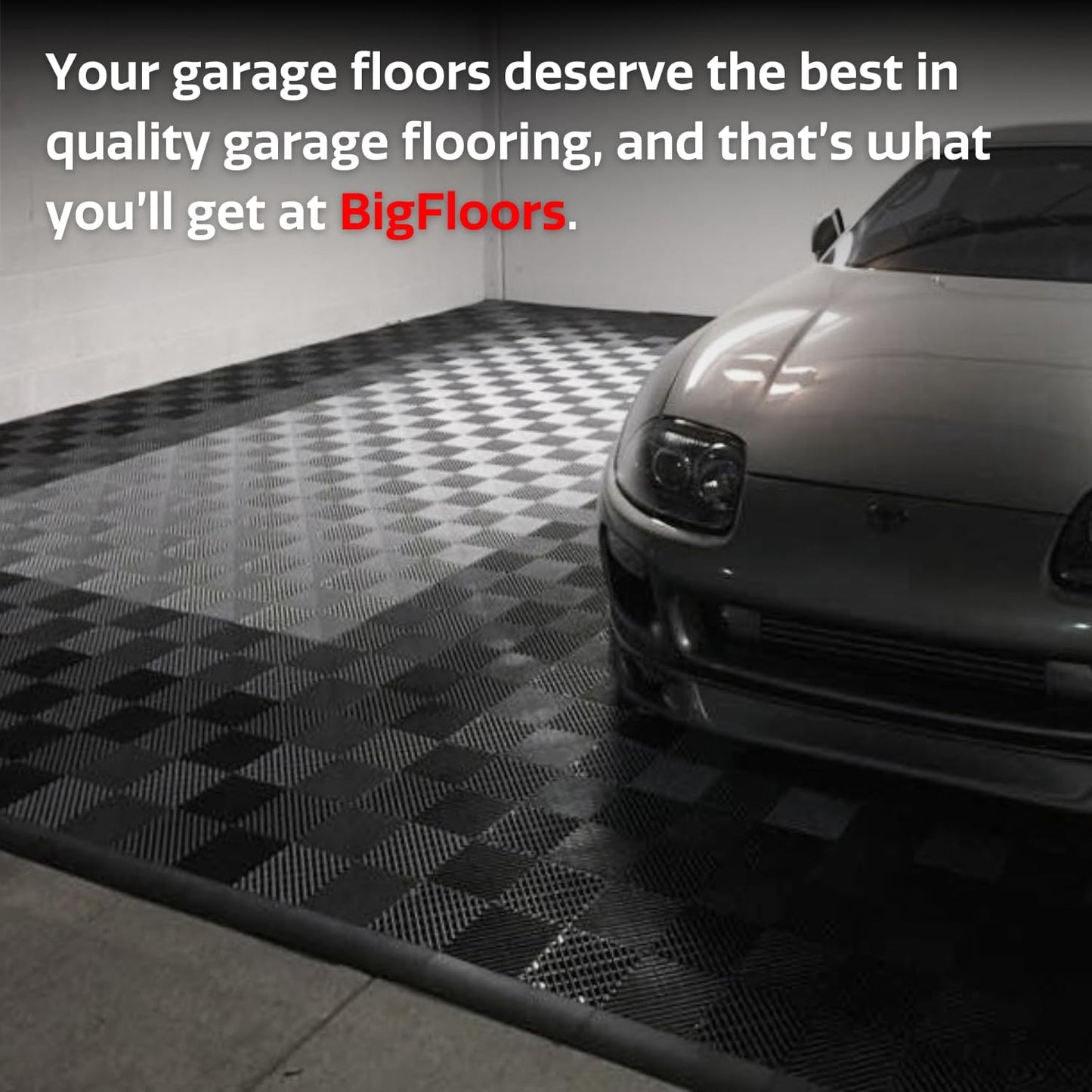 Big Floors RaceDeck Free-Flow Interlocking Garage Flooring Tiles, Non-Slip, Self-Draining, Heavy-Duty, High-Impact Copolymer, Easy Install (Black, 48 Pack of 12 x 12" Tiles)