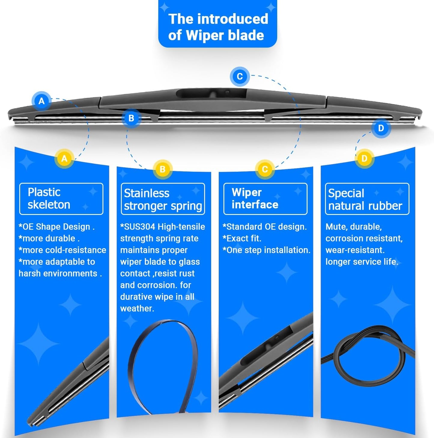 Windshield Wiper Blades Replacement for 2016 2017 Subaru Crosstrek / 2013 2014 2015 Subaru XV Crosstrek Original Factory Quality Front Rear Wipers Blade Set - 26" 16" 12" (Pack of 3)