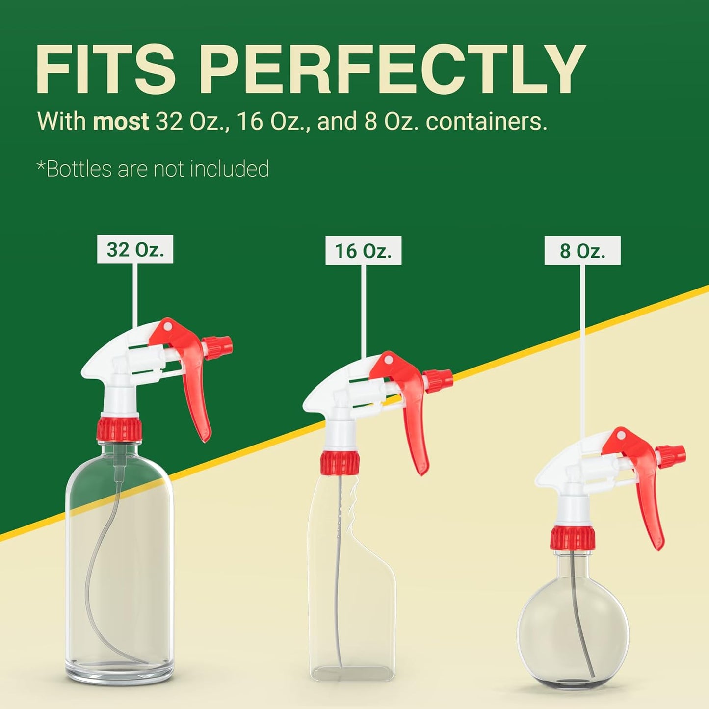 Spray Bottle Nozzle Replacement, Bottle Tops Only - Sprayer Nozzle Triggers for Heavy Duty, Commercial, Home Cleaning Solutions - Fits 8,16,24,32 oz Plastic & Glass Bottles, Red 6 Pack