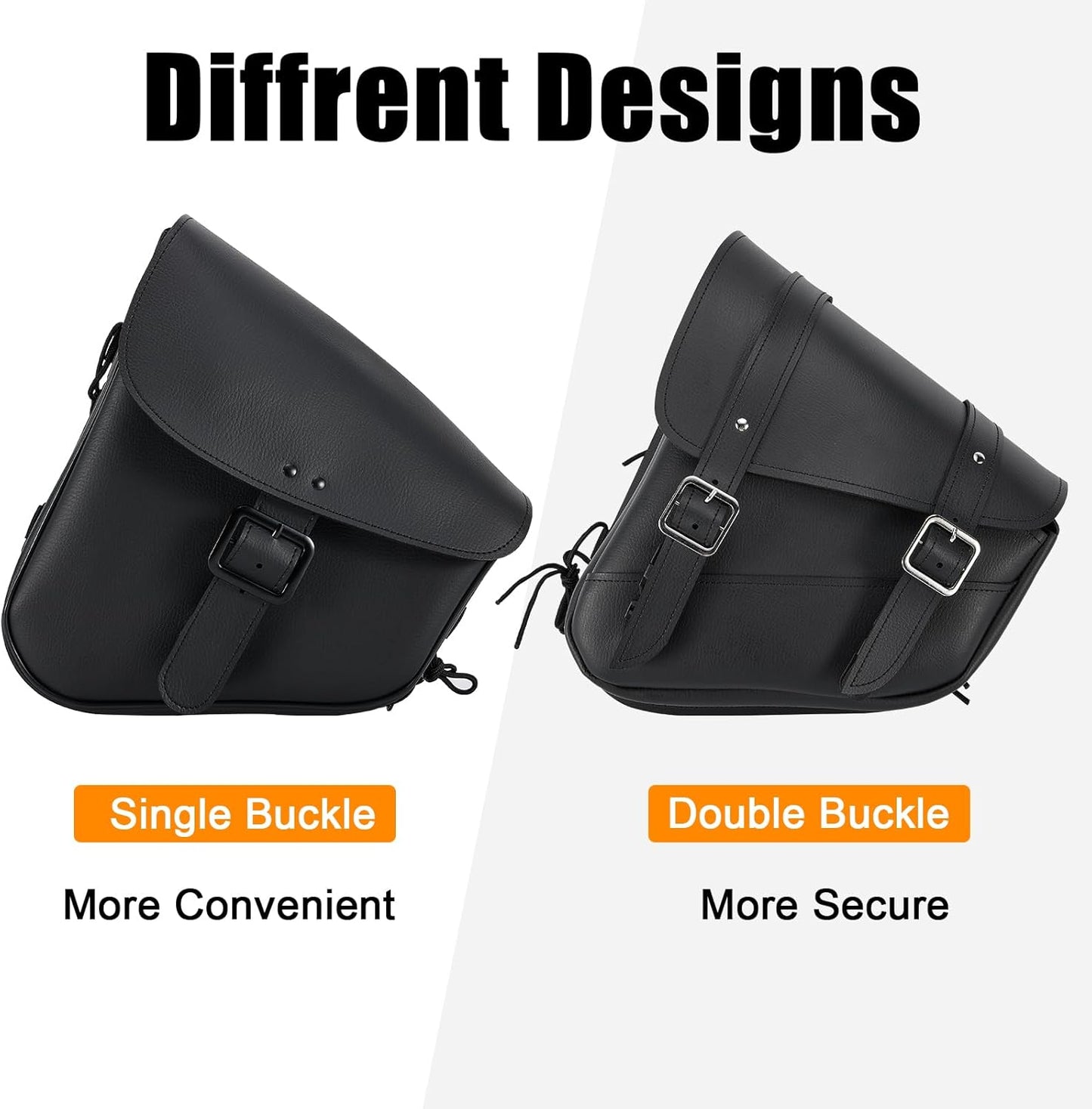 Gargoyle Bells Solo Saddle Bags - PVC Waterproof Motorcycle Luggage for Sportster Softail (Left Side, Black-Single Buckle)