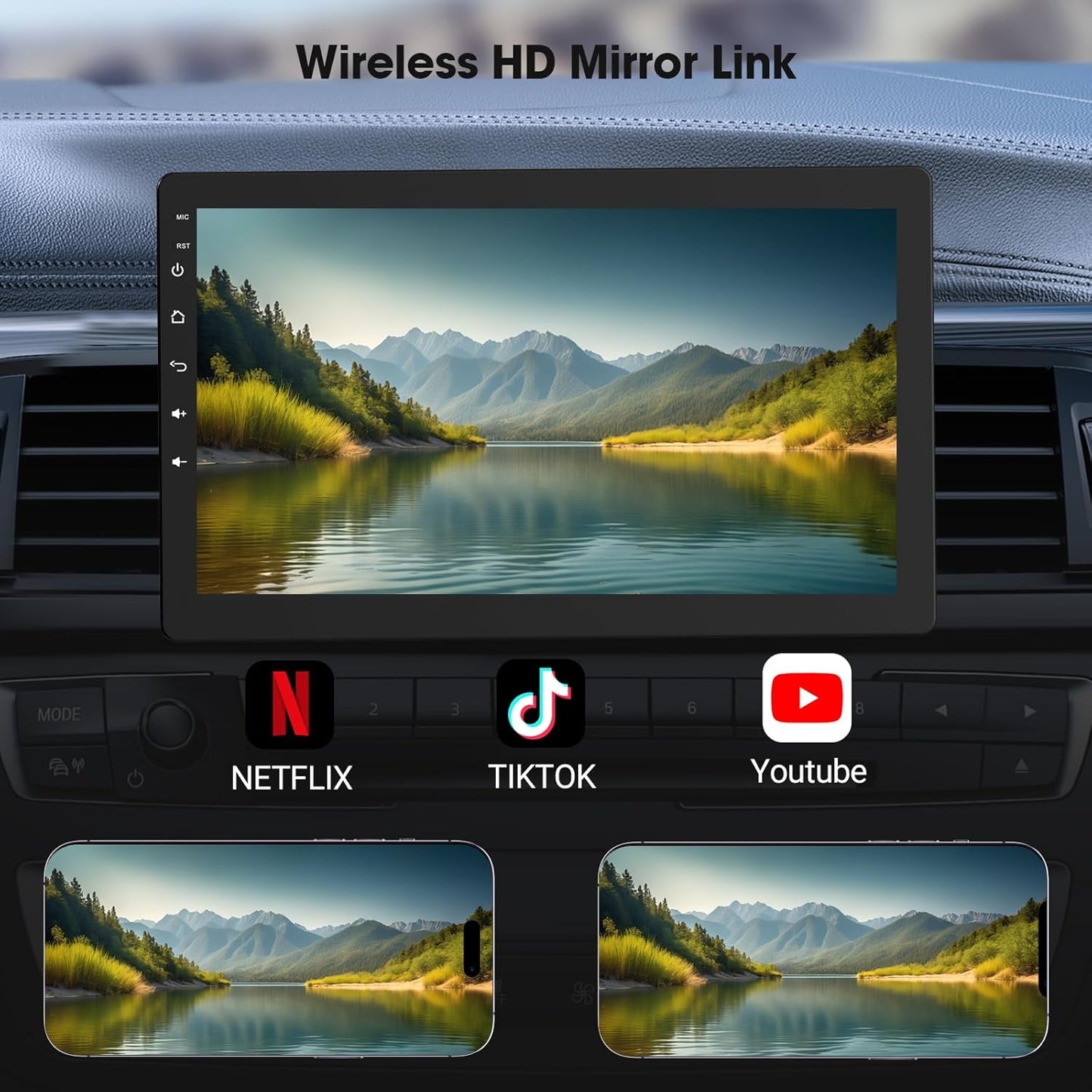 10.1 Inch Rotatable Carplay Screen for Car and Android Auto,Single Din Car Stereo with 1080P Backup Camera,Touch Screen GPS Navigation,Bluetooth,Voice Control