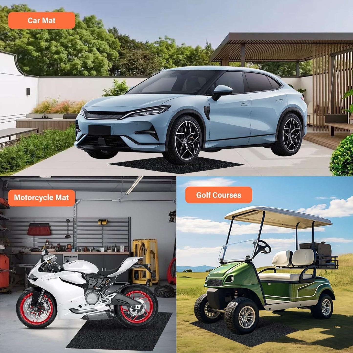 30" x 36" Heavy Duty Oil Spill Mat, Garage Floor Mat for Under Car, 1/4 Inch Thicked Waterproof Rubber Backing Mat Protect Floor, Reusable Oil Drip Leak Absorbent Pads