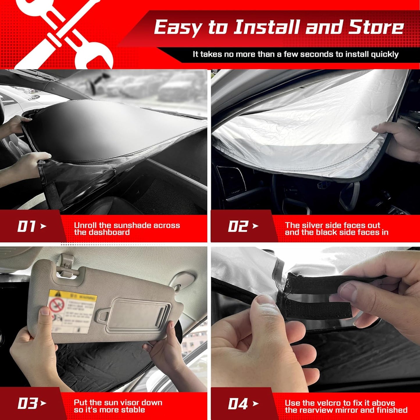 ARISMOTOR Windshield Sun Shade for Buick Enclave 2018-2024, Custom Fit Foldable Front Window Sunshade Sun Visor Protector, Block UV Rays Keep Your Car Cooler