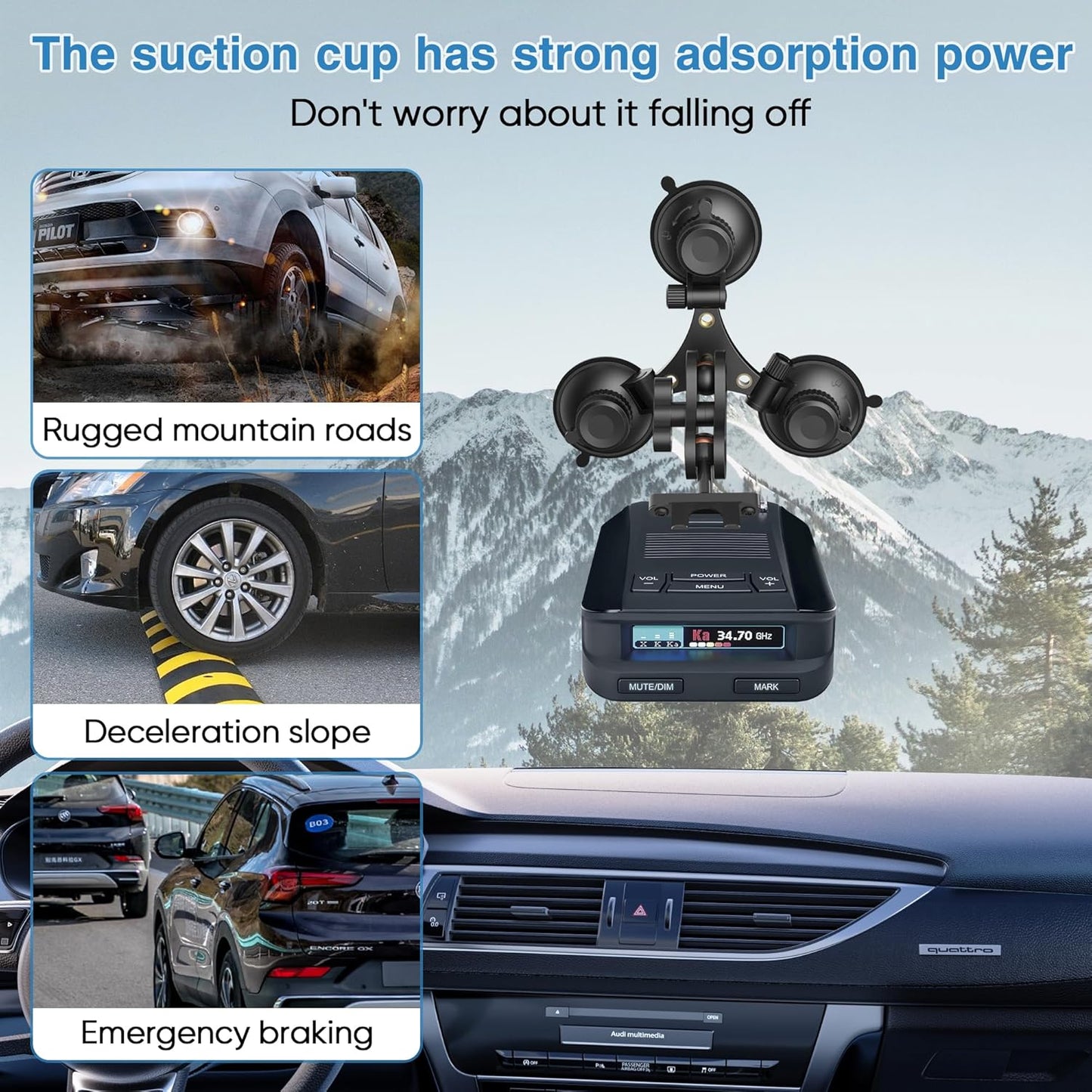 Radar Detector Mount, Triangular Suction Cup Mount,Windshield Radar Detector Suction Cup Bracket (for Uniden DFR Series Radar Models)