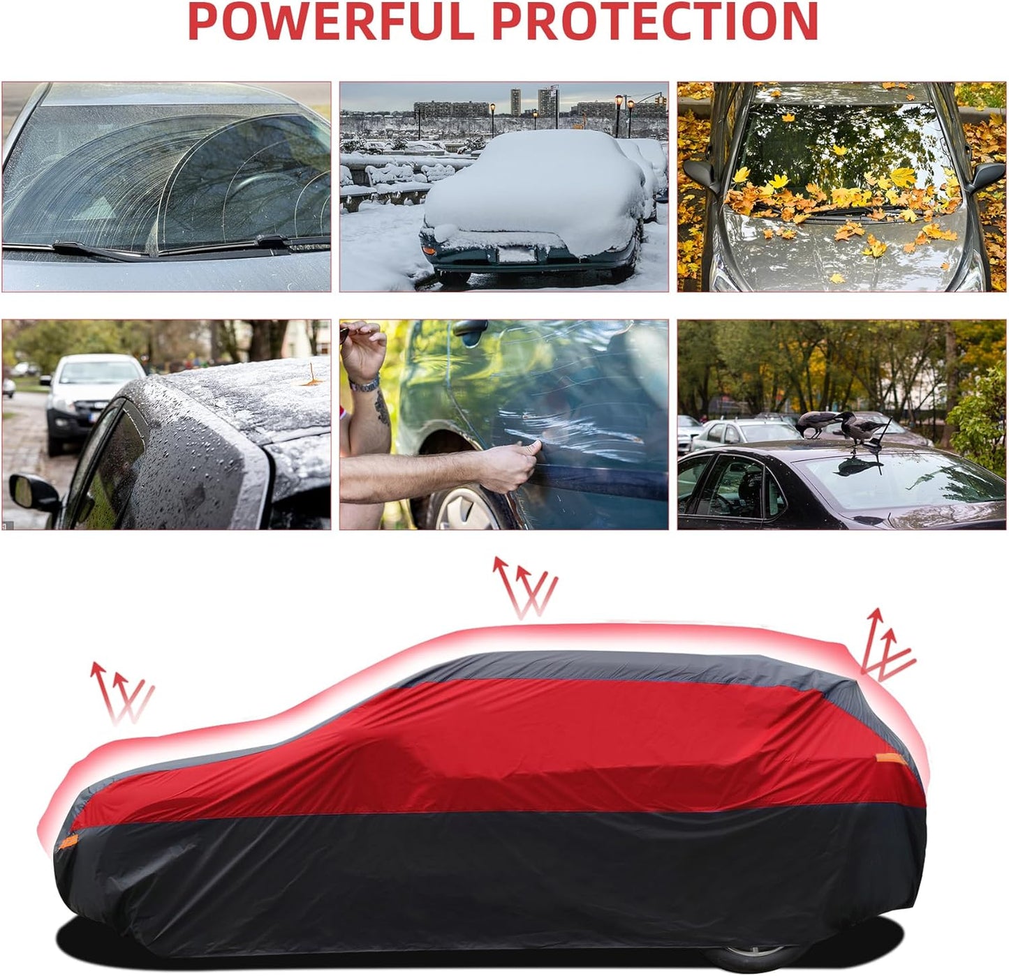 SUV Car Cover Waterproof All Weather,Cover Full Exterior Cover Windproof Outdoor Full Car Cover UV/Snow/Hail/Dust Protection Fit SUV Jeep-Length 182" to 190"