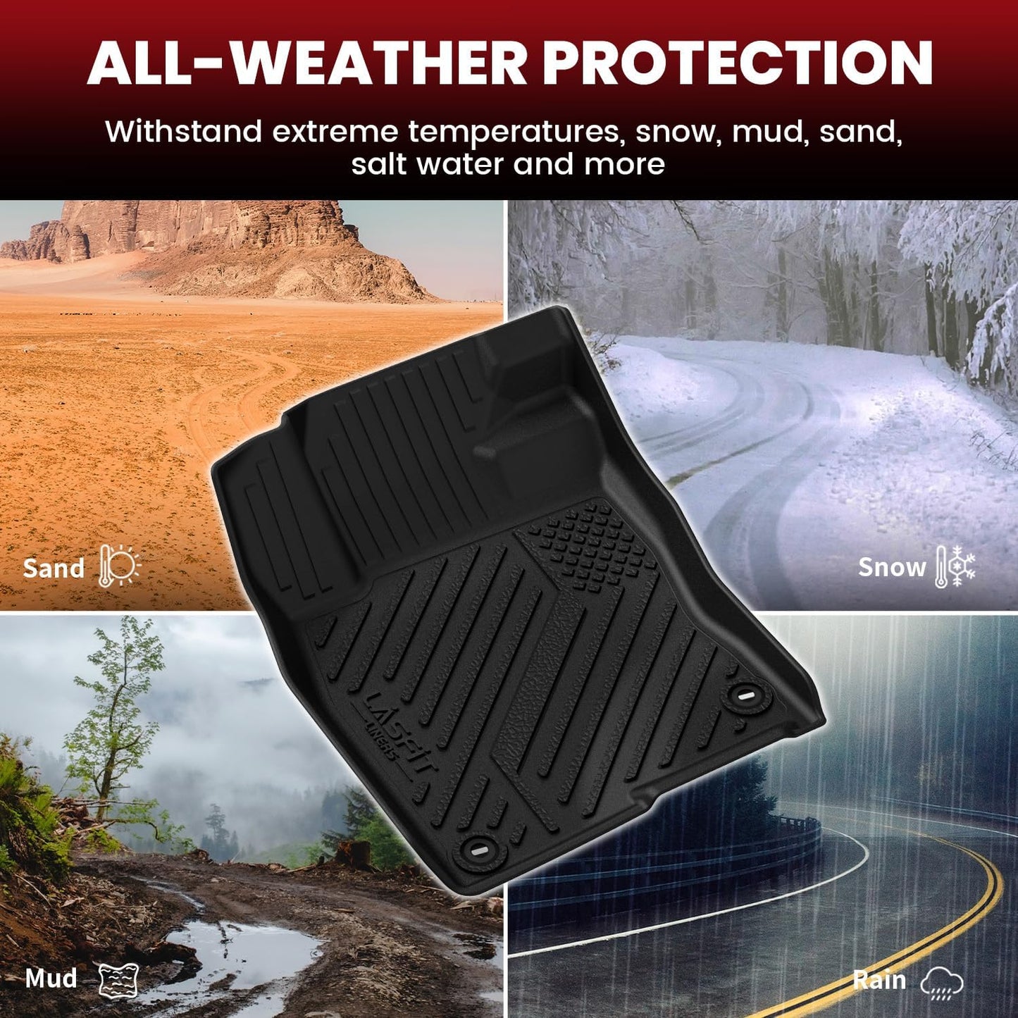 LASFIT Floor Mats & Trunk Mat for 11th Gen Honda Civic 2026 2025 2024 2023 2022 Sedan (Fits Rear Seats with or Without USB Ports), All Weather TPE Car Floor Liners,1st & 2nd Row & Trunk Liner