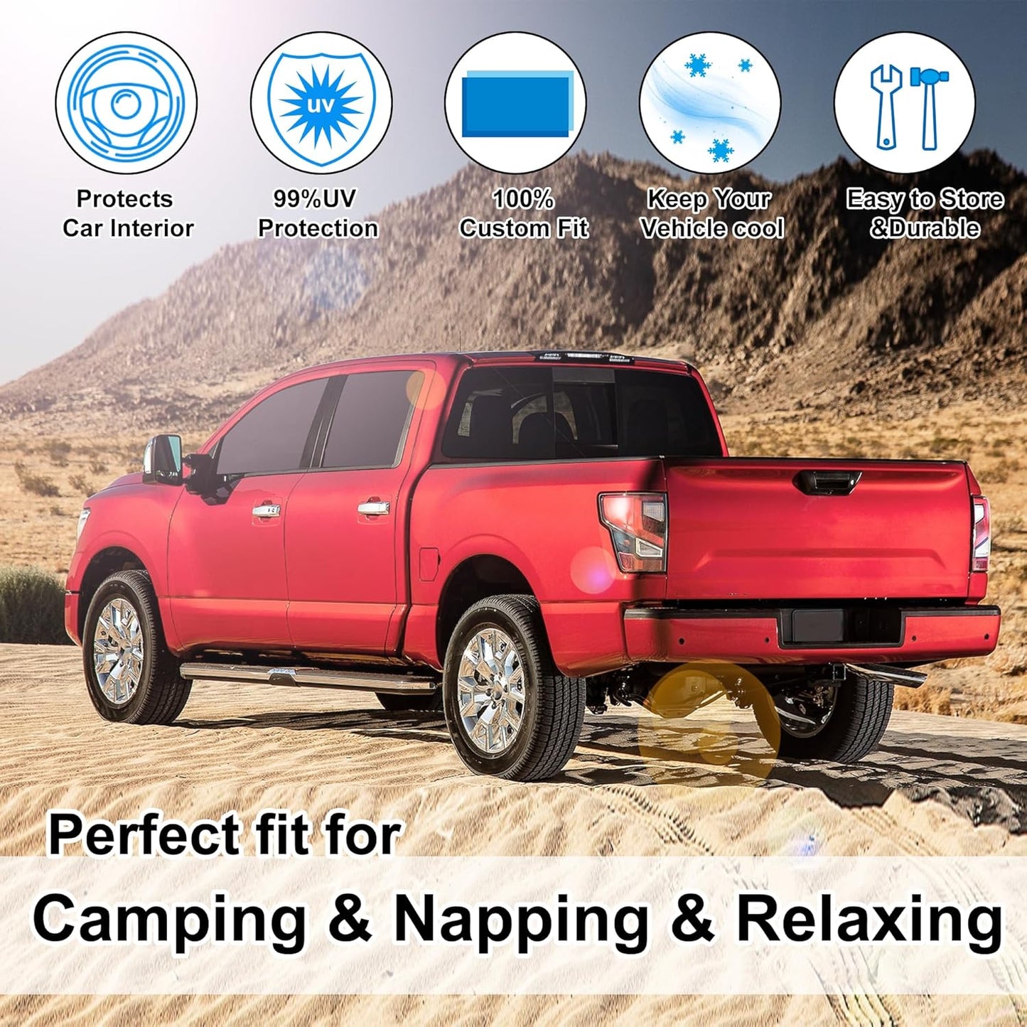 TINGLU Window Shades for Nissan Titan 2020-2024 Accessories Full Windows Windshield Sun Shade Sun UV Rays Privacy Protection for Camping 5PCS