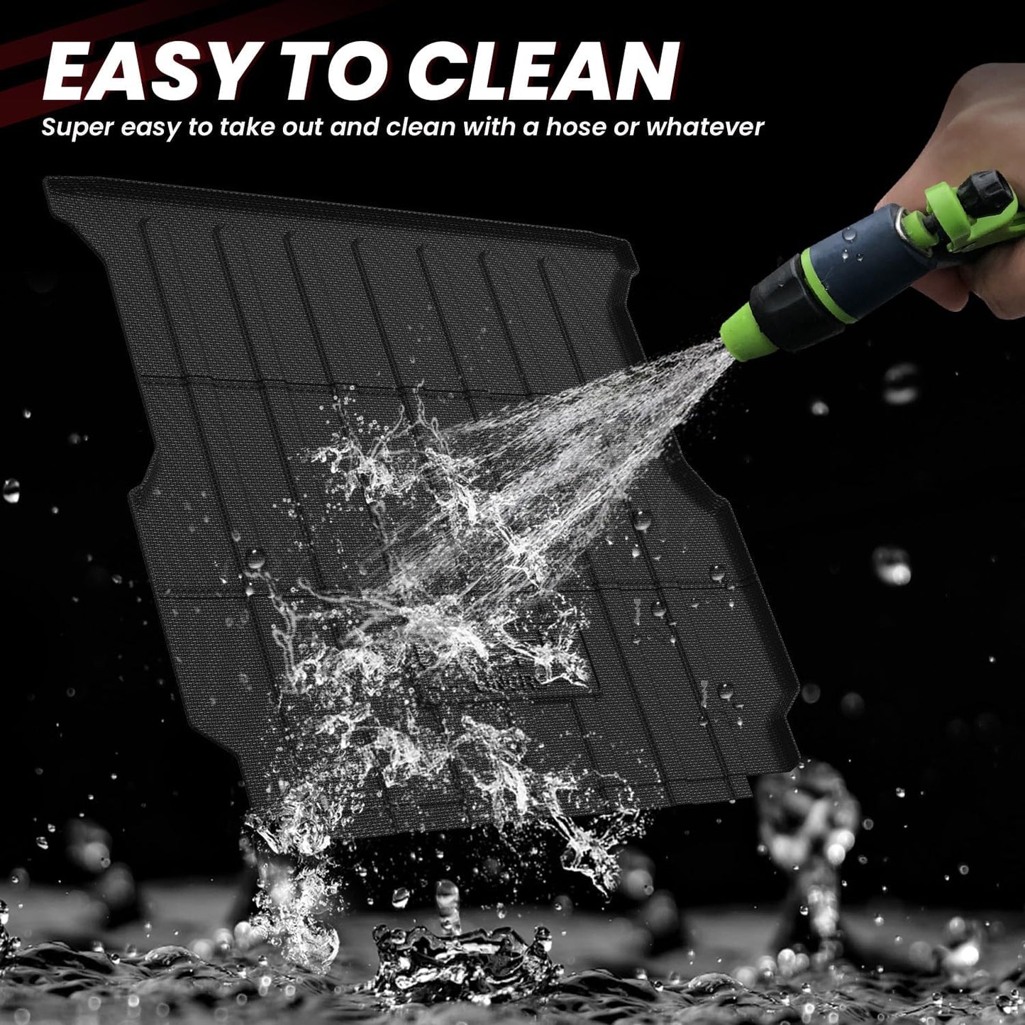 LASFIT Truck Bed Mat Fits for Rivian R1T 2025 2024 2023 2022 Accessories, Vehicle R1T Bed Mat Custom Fit Flush 2025-2022 R1T All Weather TPE R1T Truck Cargo Bed Liner, Black (Not Fit Drop-in Liners)