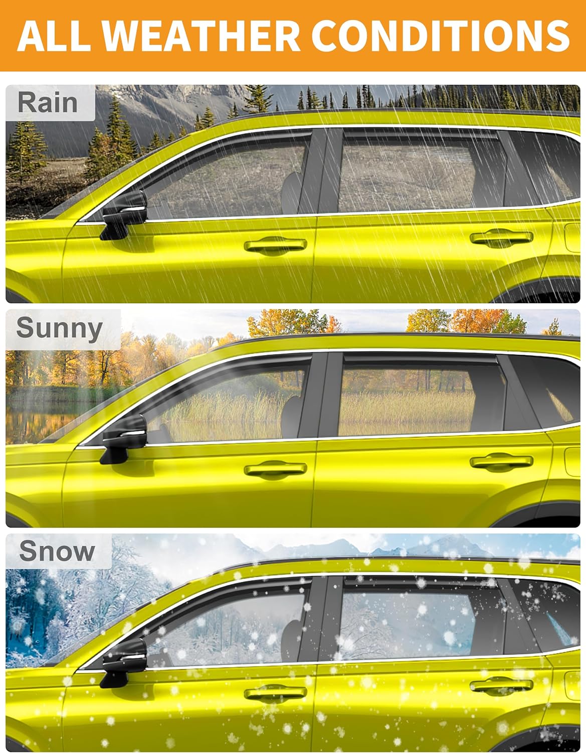 in-Channel Window Rain Guards Fit for Truck Ford F150 2015-2020 SuperCrew/Ford F250-F550 2017-2025, Extra Durable Window Deflectors Vent Shades Visors Exterior Car Accessories - 4 pcs