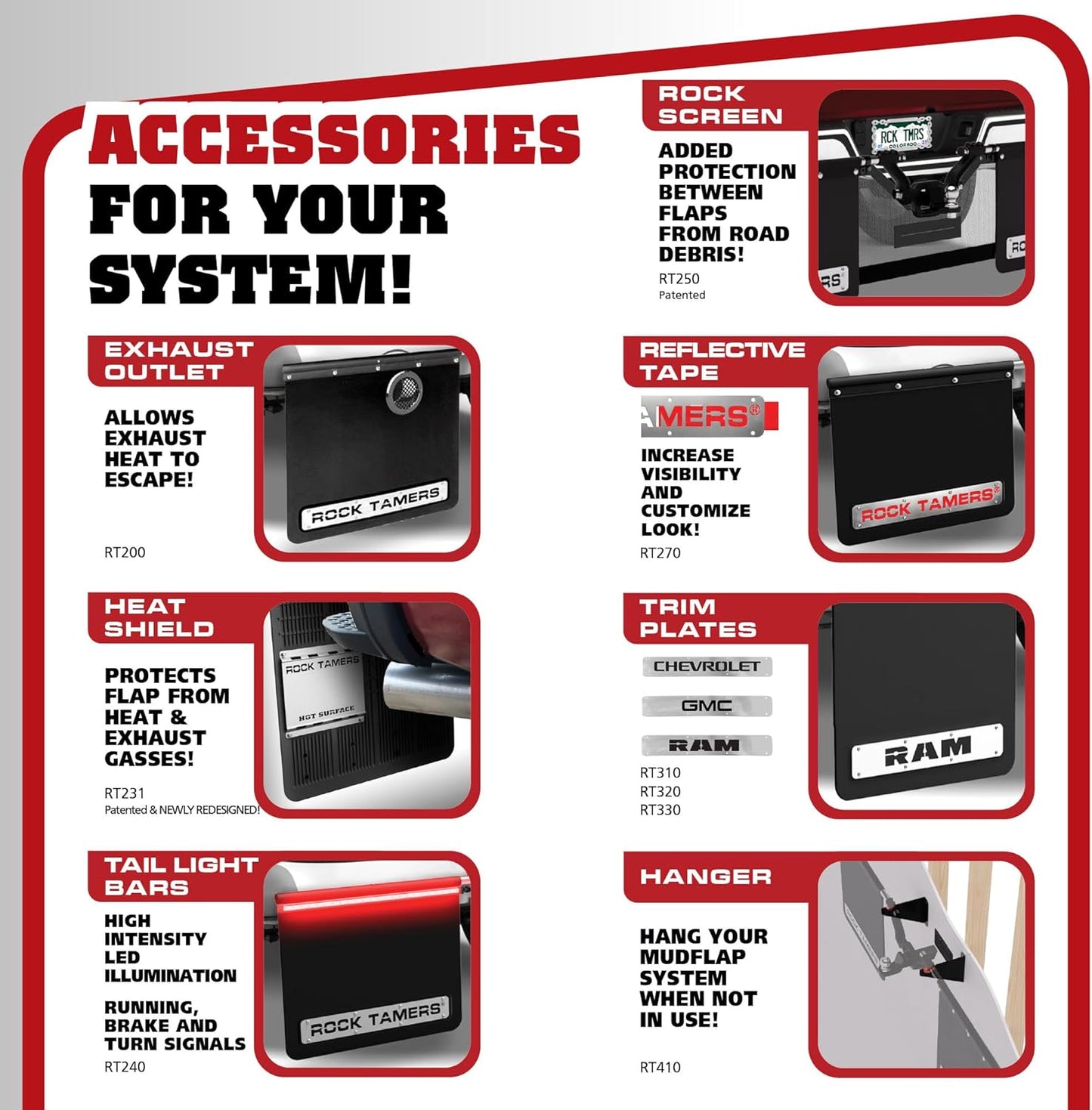 Rock Tamers 00108 - 2" Official Mudflap System - 2" Hitch Receiver, Check Measurements - Removeable and Adjustable Mud Flaps for Trucks - 1 System