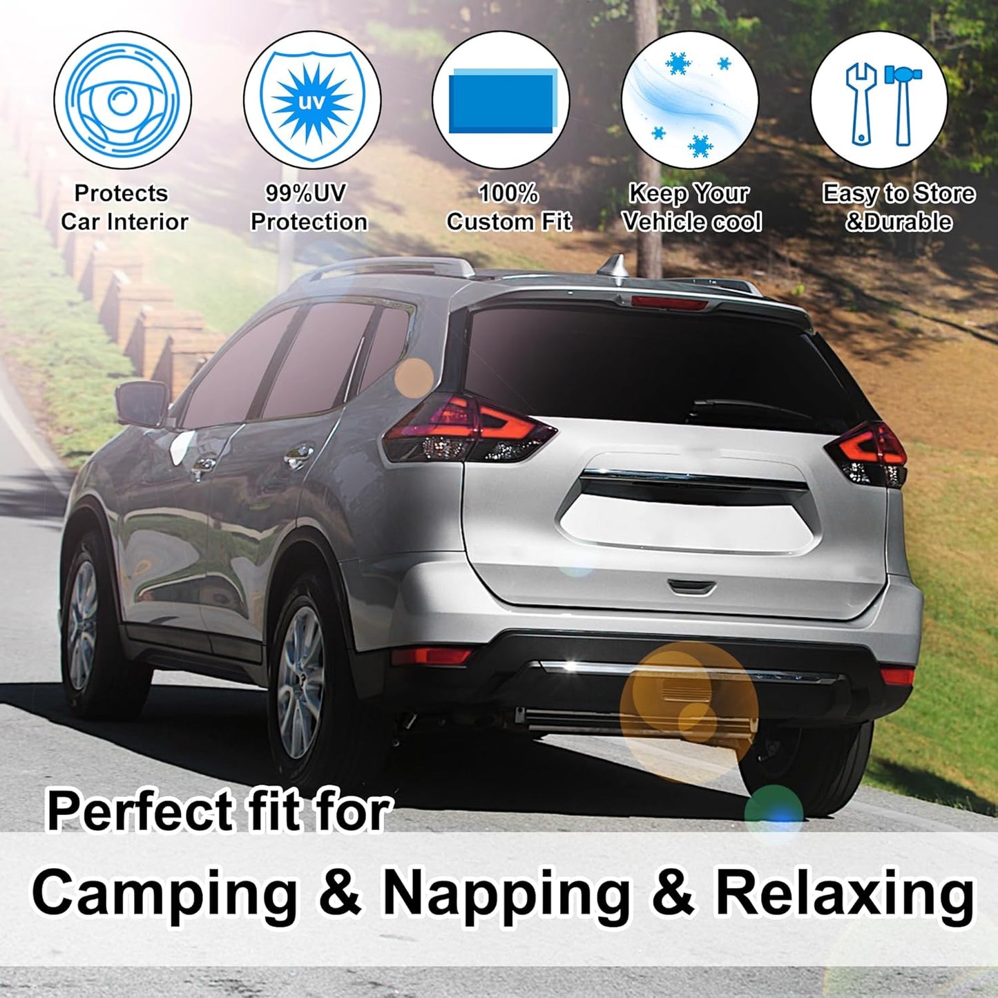 TINGLU Window Shades for Nissan Rogue 2014-2020(NOT for Rogue Sport & 2021 Rogue 3rd Gen. T33) Accessories Full Windows Rear Triangular Windshield Sun Shade Sun UV Rays Privacy Protection 8PCS