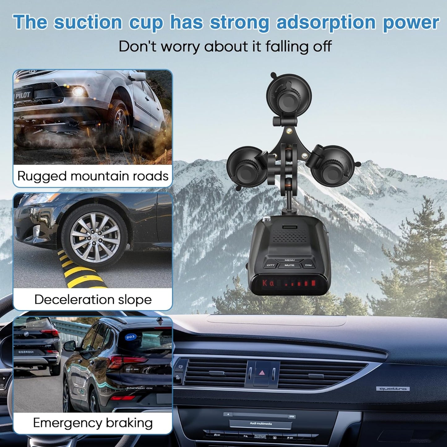 Radar Detector Mount, Triangular Suction Cup Mount,Windshield Radar Detector Suction Cup Bracket Suitable for Uniden Radar detectors