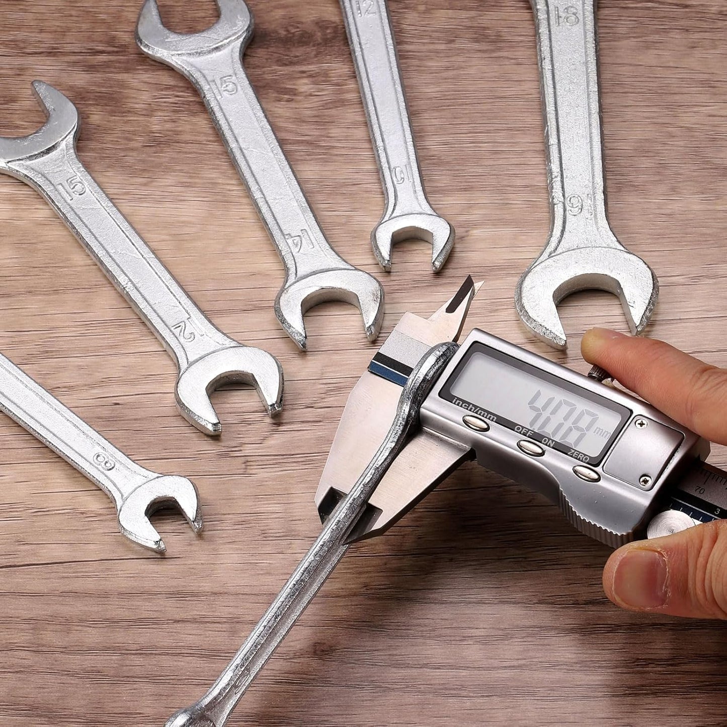HARFINGTON 5pcs Double Open End Wrench 10mm x 15mm Metric 15 Degree Offset Angle Small Flat Head Wrench Galvanizing Open Ended Spanner for Automotive Repair Furniture Assembly