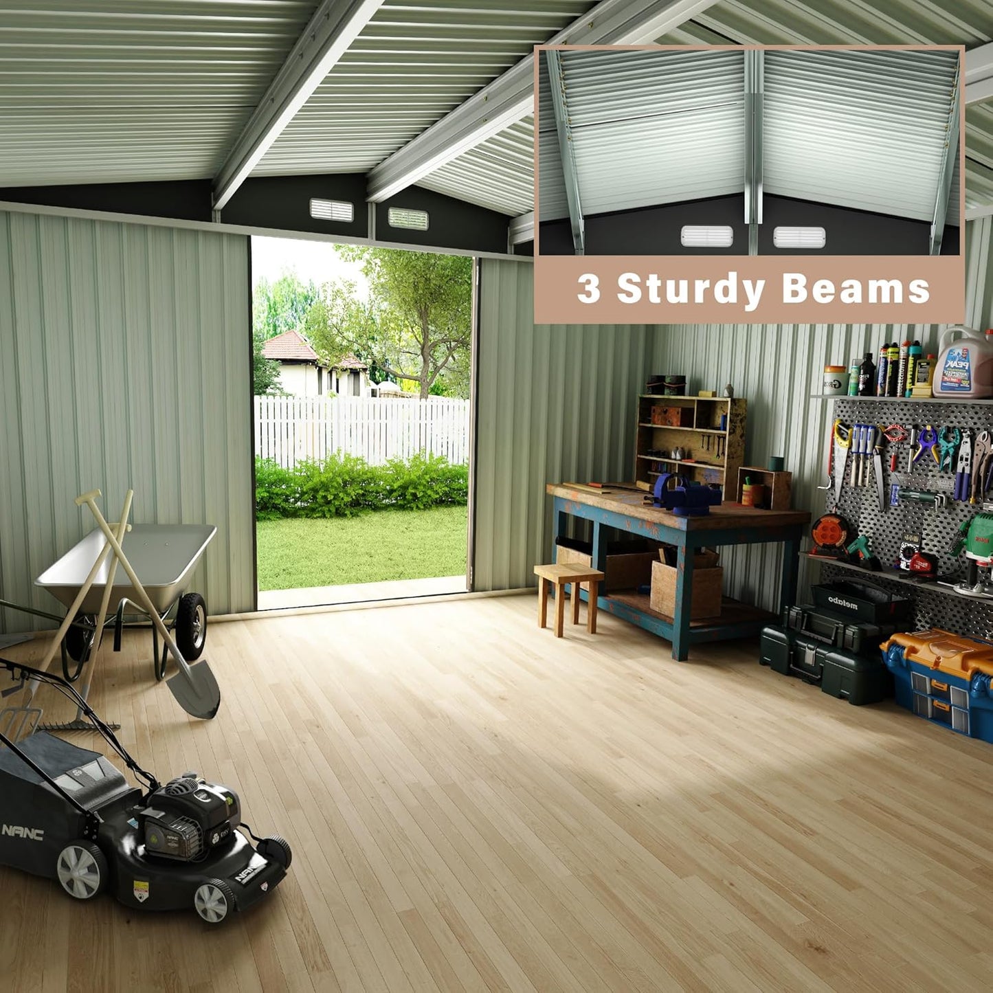 10x12 FT Metal Storage Sheds Outdoor, Metal ToolShed with Lockable Door, Metals Yard Sheds Metals Garden Shed Kit, MetalUtility Sheds Buildings with Air Vent for Backyard Garden Patio Lawn