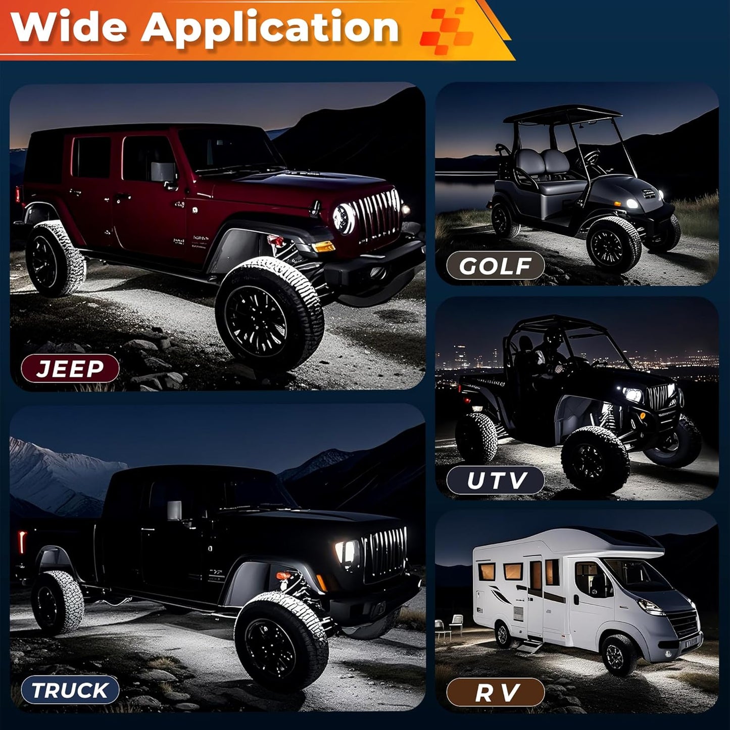 40 Pods Pure White LED Rock Lights Kit with Switch Wiring Harness,6500K 1080 LEDs Bright Rock Lights for Trucks,Waterproof Underglow Light for Car Jeep Off Road ATV UTV SUV
