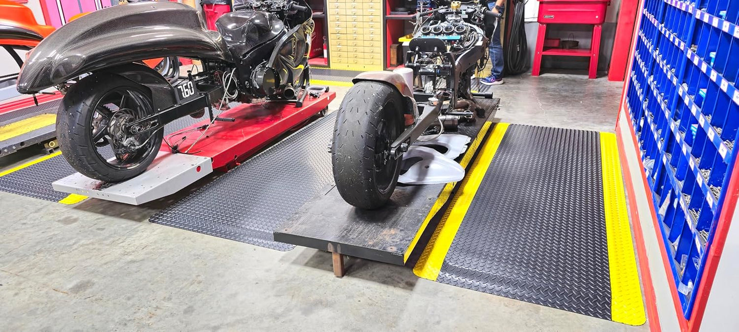 Rhino Mats, American Classic Diamond Anti-Fatigue Mats, Industrial Ergonomic Comfort Standing Mat for Work, Home, Garage, Office, Kitchen or Anywhere (Black/Yellow 1" Thick, 2 FT. x 22 FT.)