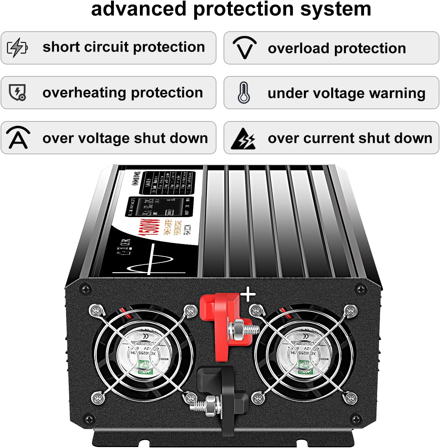 Xijia 1500W(Peak Power 3000W) Pure Sine Wave Solar Power DC 24V Inverter AC 120V 60HZ Solar Converter for Home Use car (DC24V (Range 20V-30V) 1500W)