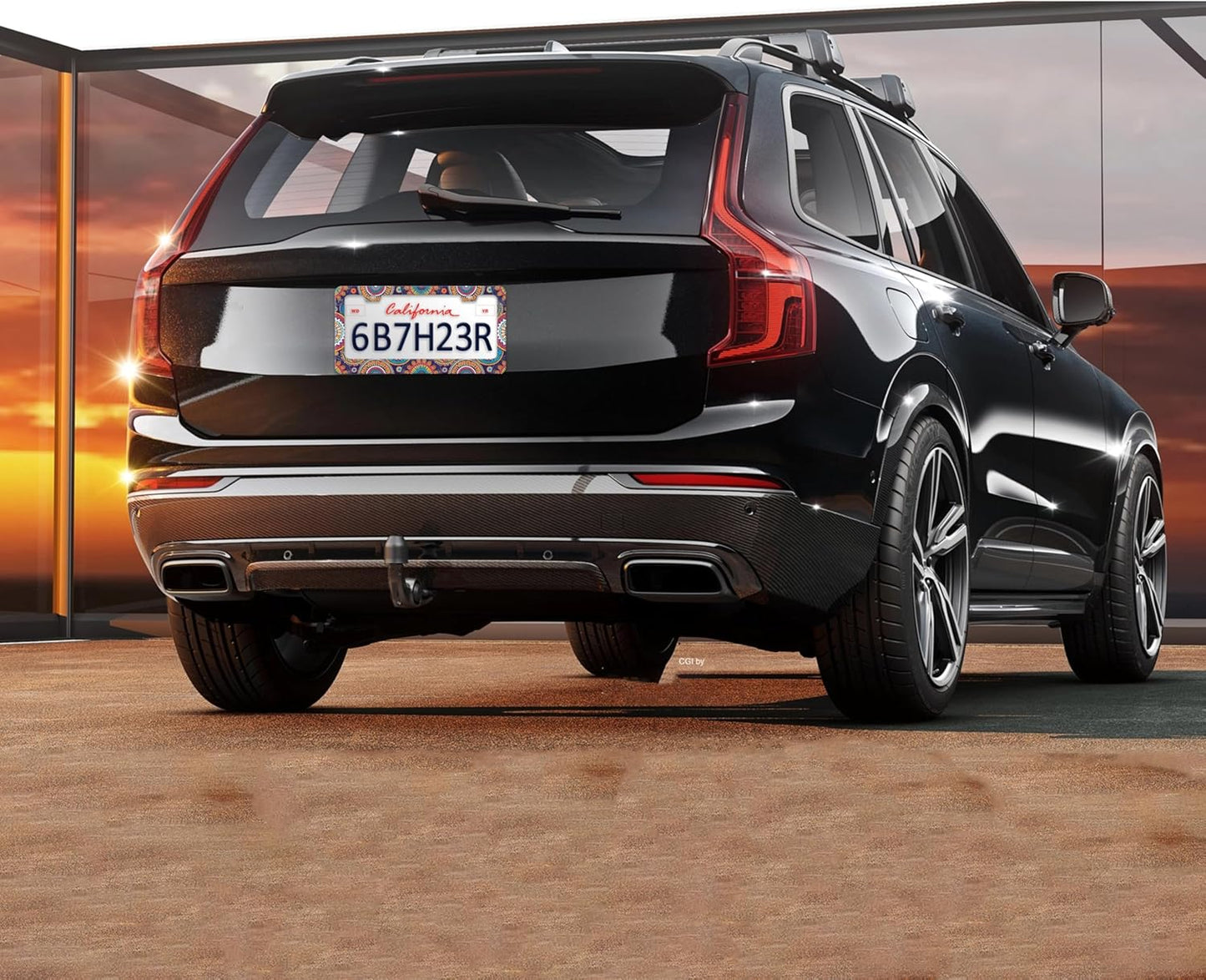 Mandala Flowers License Plate Frame Floral Print License Plate Holders Funny Stainless Steel Auto Accessory Bracket 2 Hole with Screws Universal Us Car License Plate Frames 6x12 Inch for Women Men