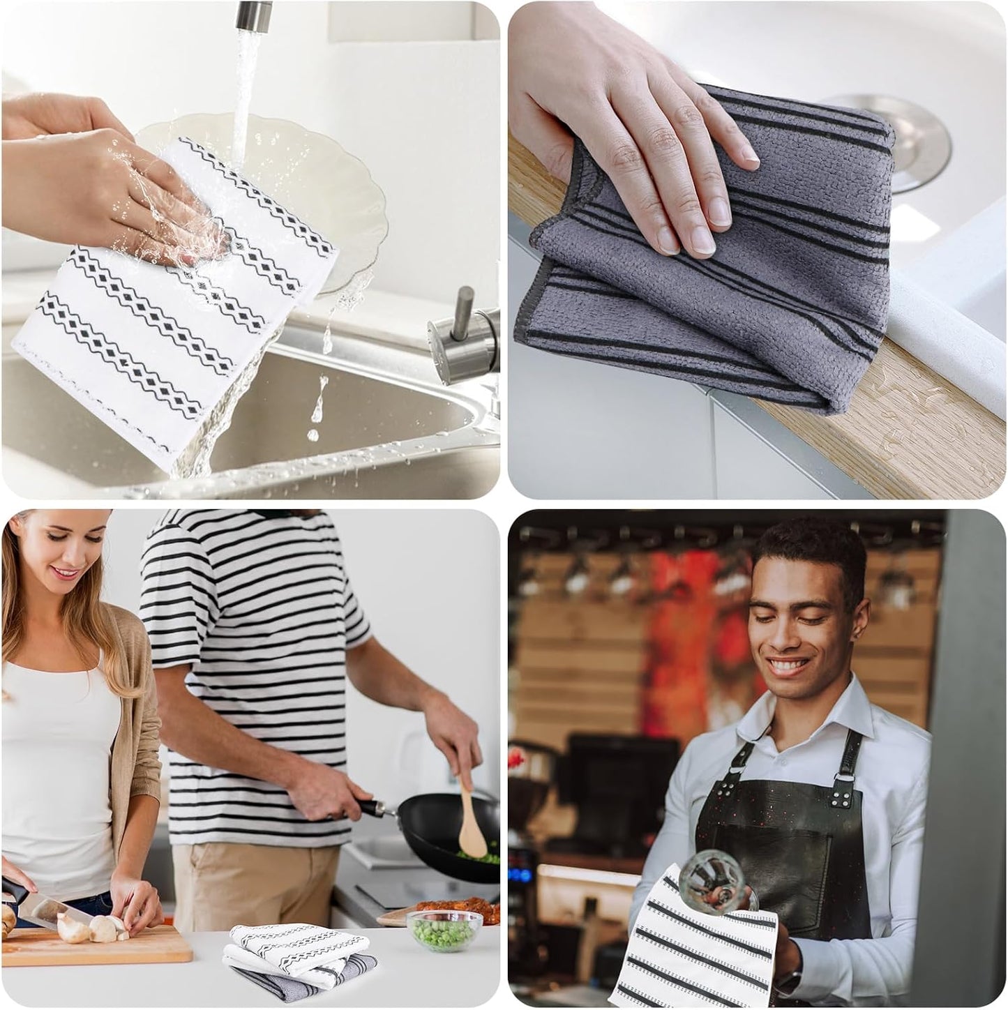 HOMEXCEL Microfiber Cleaning Cloth, Kitchen Towels 12 Pack, Lint Free, Scratch-Free, Highly Absorbent, Reusable Dish Towels for Kitchen and Household