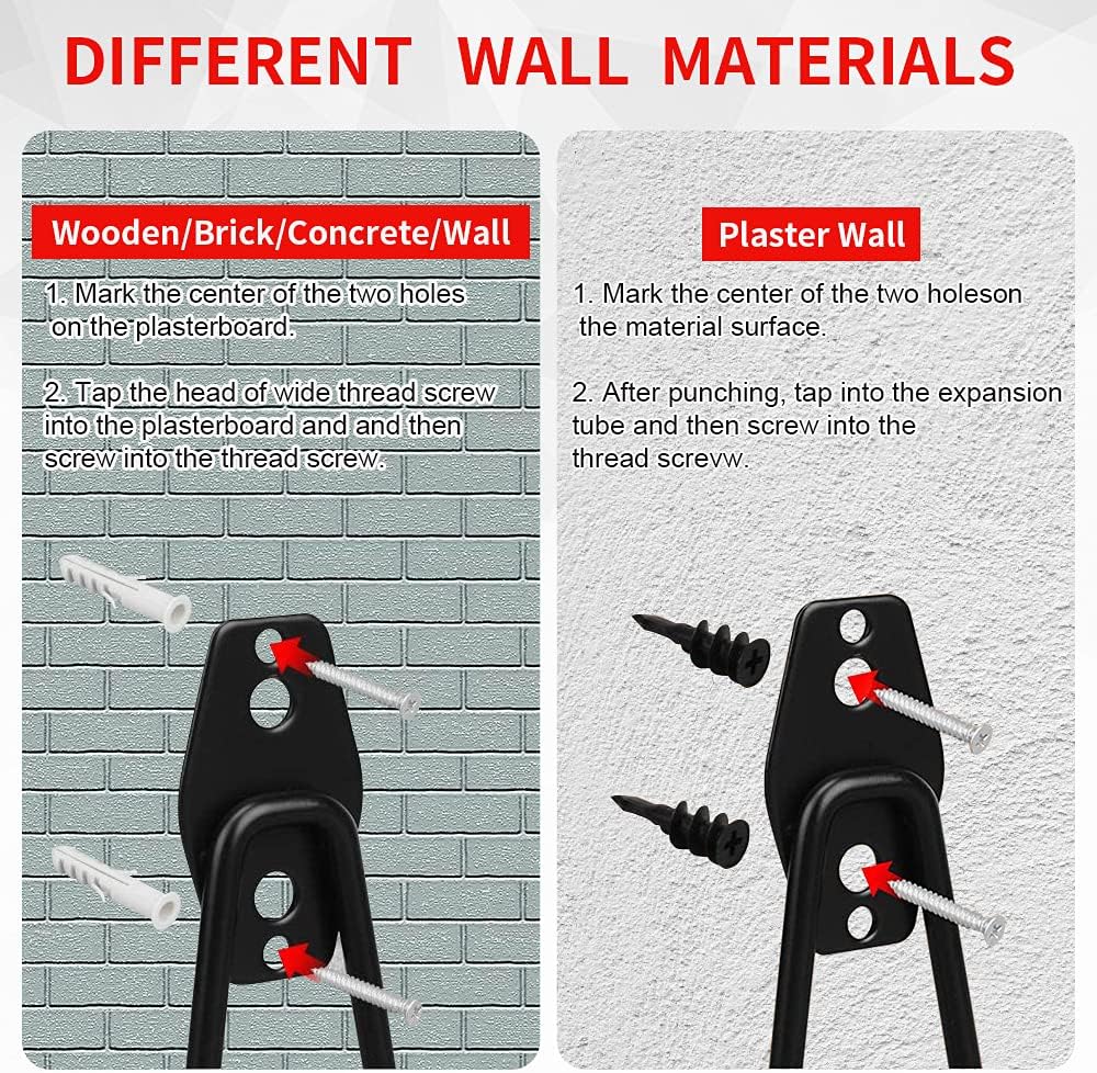 3-H Garage Wall Hooks 20 Pack, Garage Hooks Heavy Duty with Extra Welding Spots, Garage Organizer for Garden, Lawn, Chairs, Ladders, WeedEater, Shovel (Red)