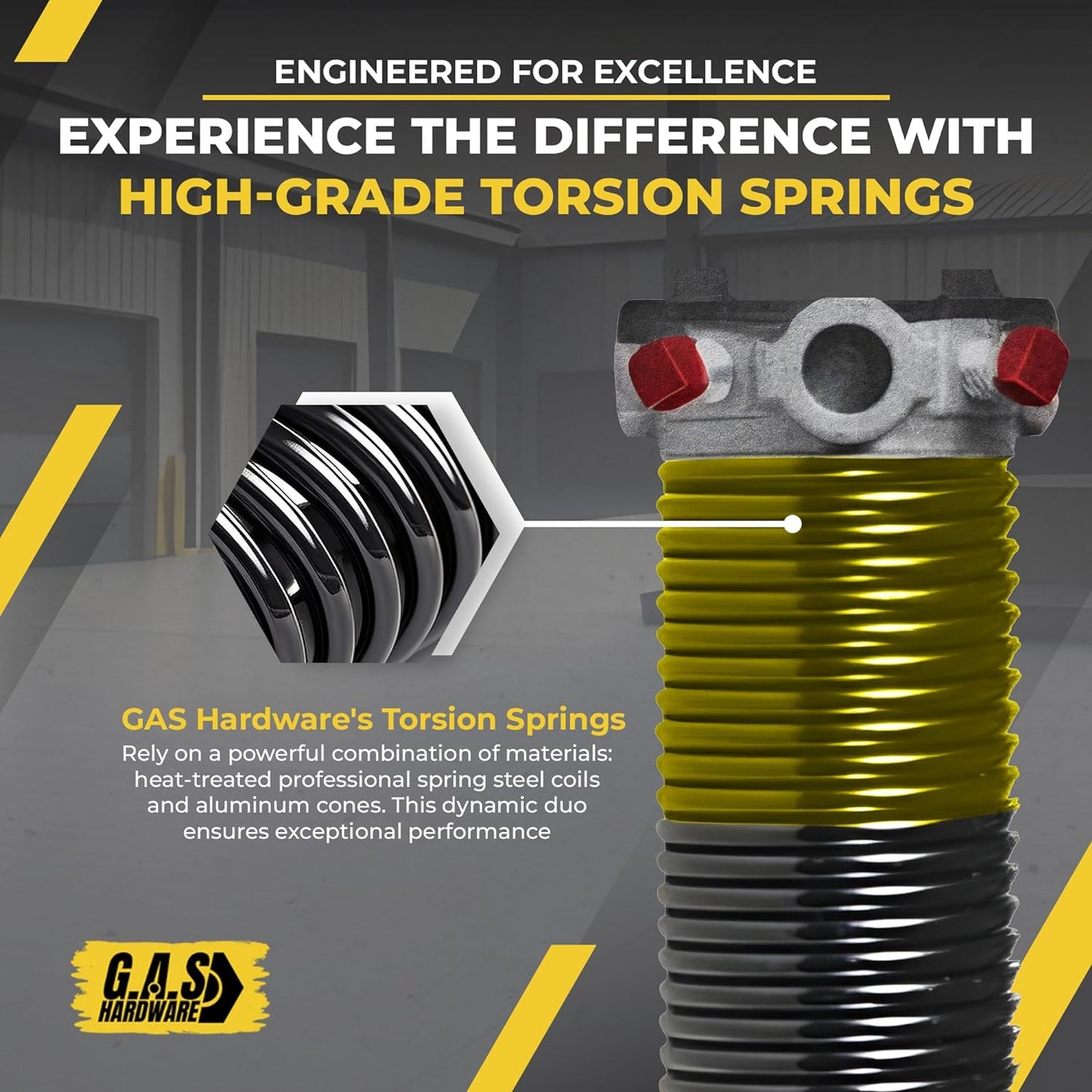 Garage Door Torsion Spring 250x1.75x35 Includes 1” Steel Bearing, Non-Slip Gloves, and Winding Bars for Left and Right Side of Garage Door Precision E-Coating 5-Year Warranty Min. 30,000 Cycles (Pair)