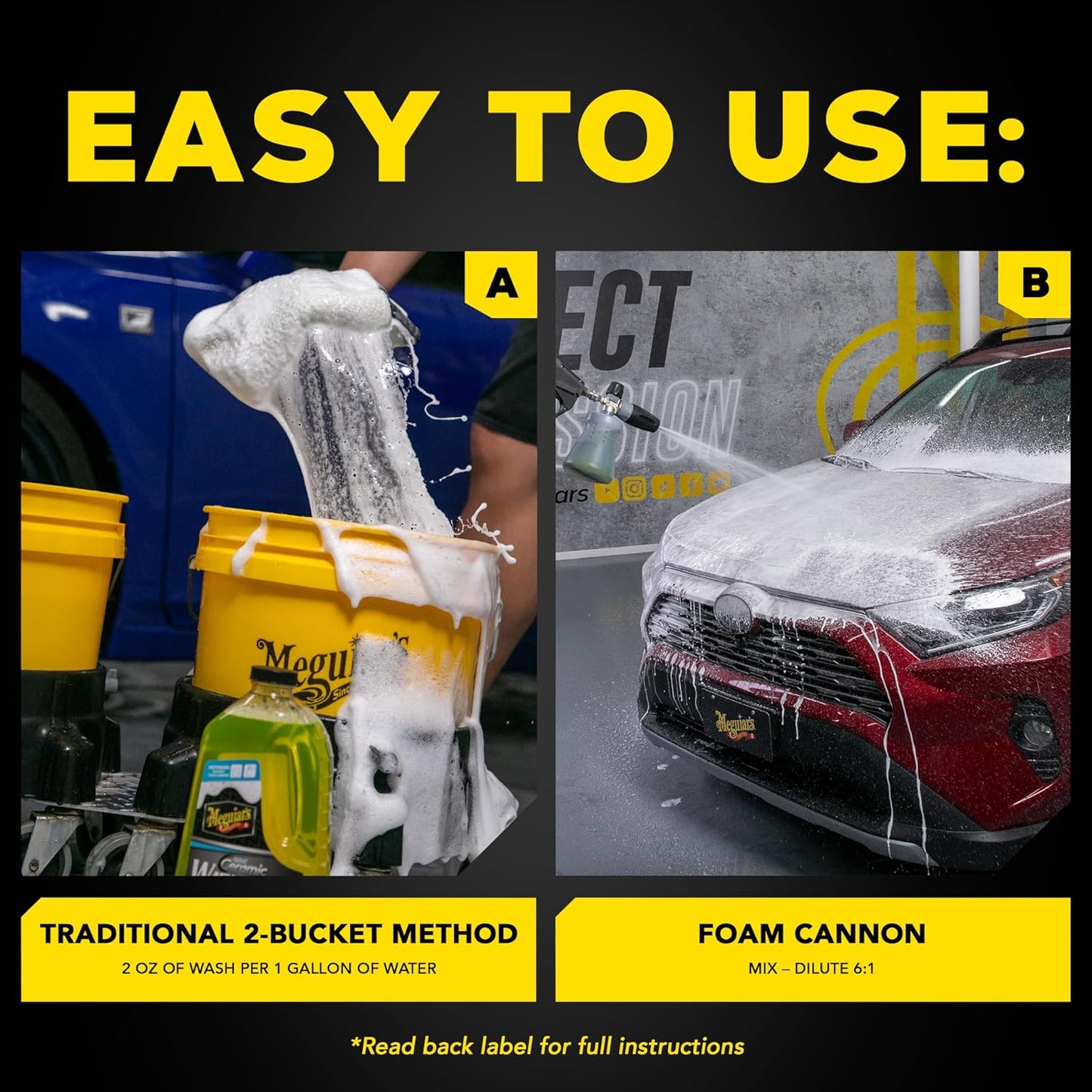 Meguiar's Hybrid Ceramic Wash & Wax - Sophisticated Car Wash Gently Cleans and Adds Shine and Slickness While Boosting Paint with Hybrid Ceramic Wax and Extreme Water Beading - 48oz