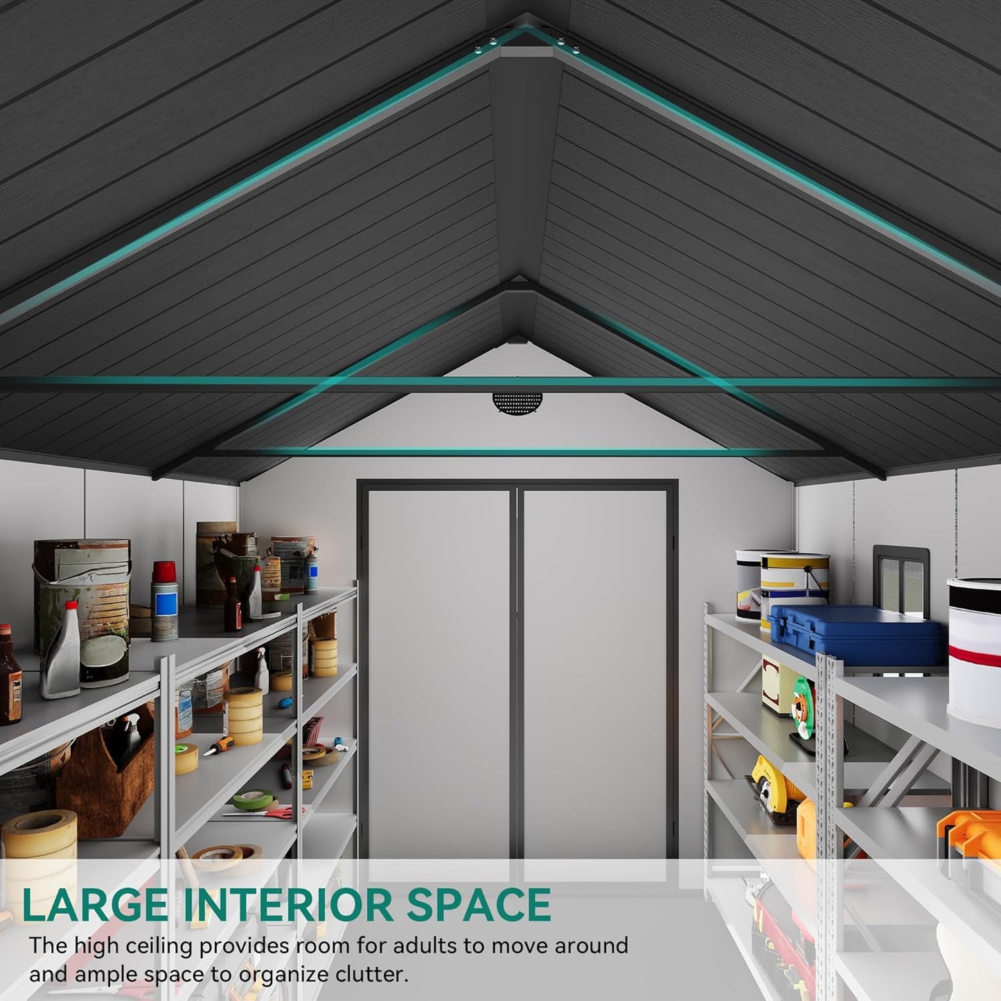 YITAHOME 8x10 FT Outdoor Storage Shed with Floor, Plastic Garden Shed for Bikes, Tools, Supplies, Waterproof Resin Shed with Lockable Doors, 2 Windows & 2 Vents for Patio, Backyard, 556 cu. Ft., Gray