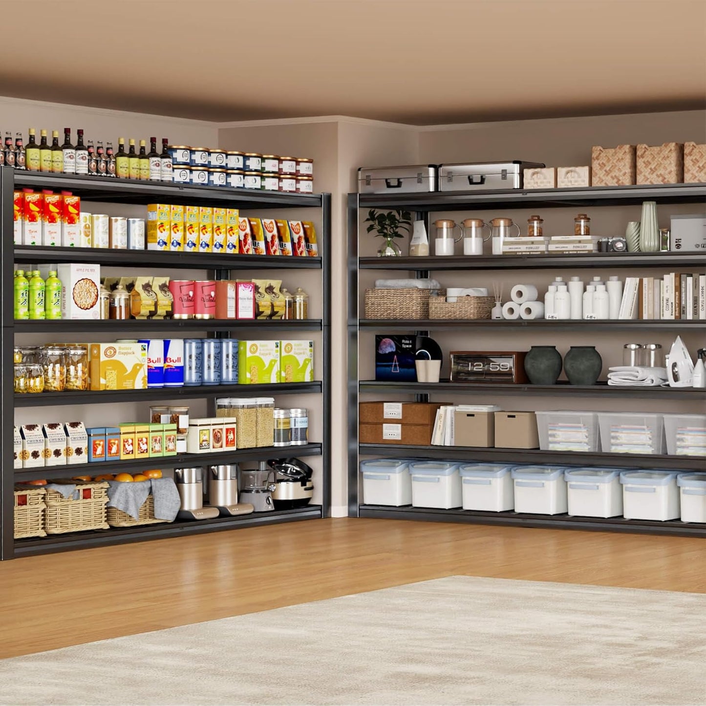 65" W Garage Shelving Heavy Duty, 6 Tier Garage Shelves, Adjustable Storage Shelving Unit, Commercial Metal Shelf Rack for Warehouse, Pantry, School, Shop